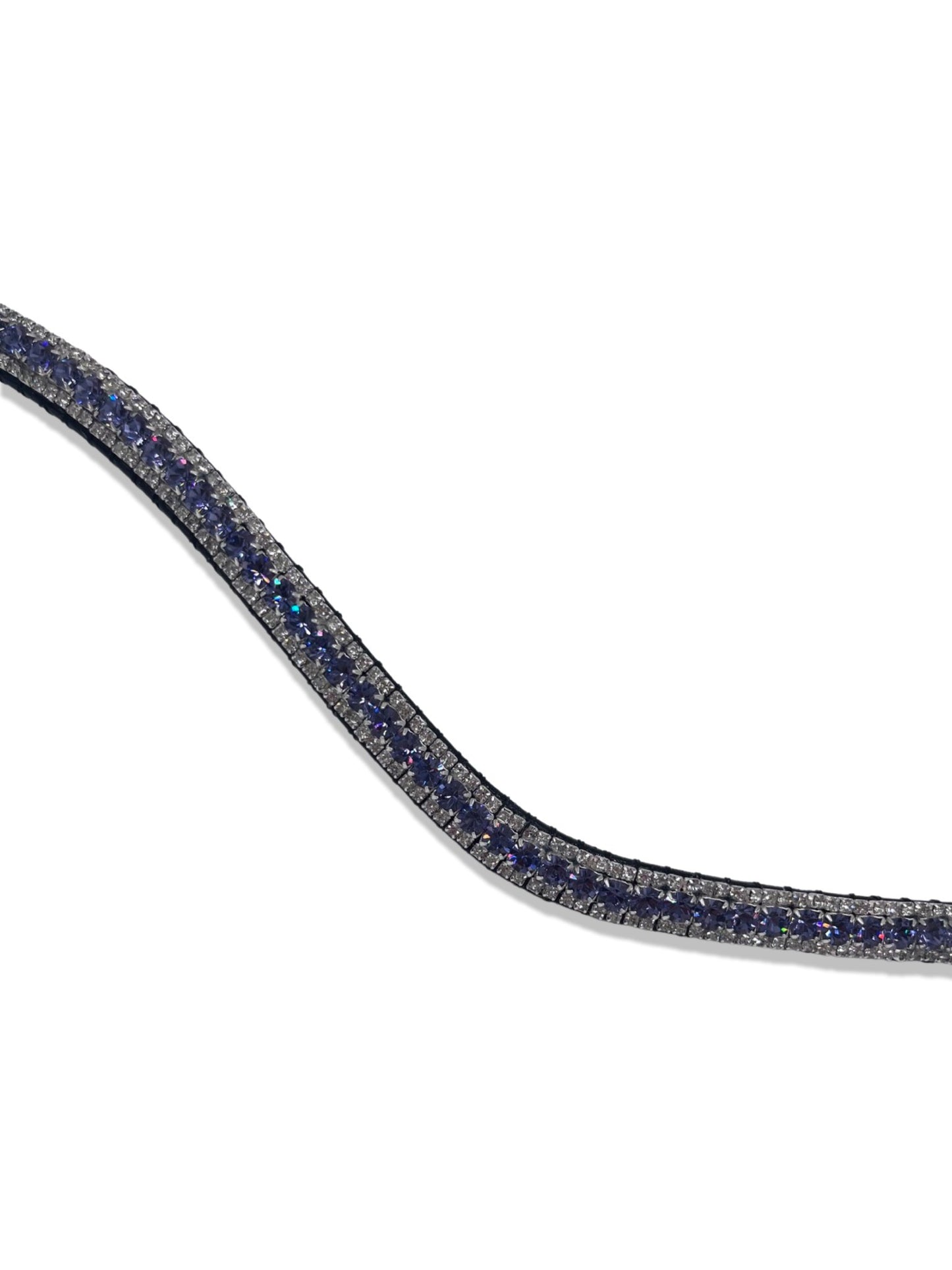 Purple 3 Row Crystal Browband, from The Urbany. Elevate your horse's style with sparkling crystals and comfort.
