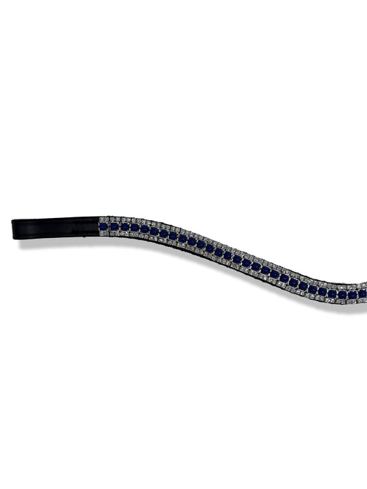 Navy Blue 3 Row Browband, from The Urbany. Elevate your horse's style with sparkling crystals and comfort.