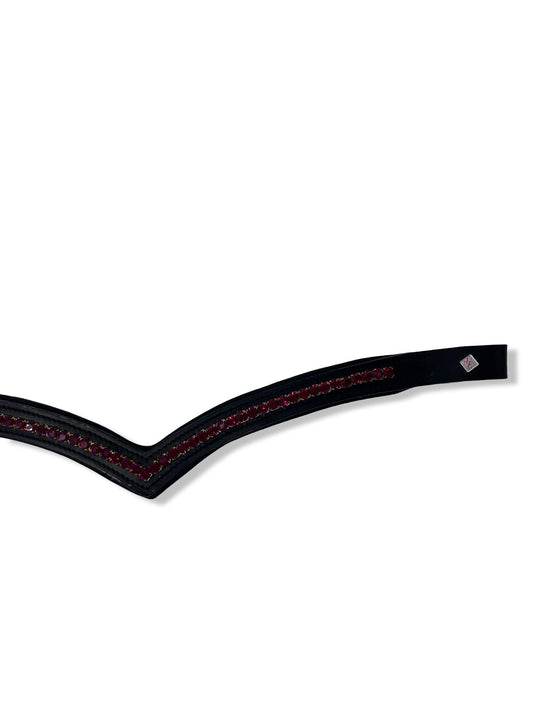 Ruby Crystal Padded Browband, from The Urbany. Elevate your horse's style with sparkling crystals and comfort.