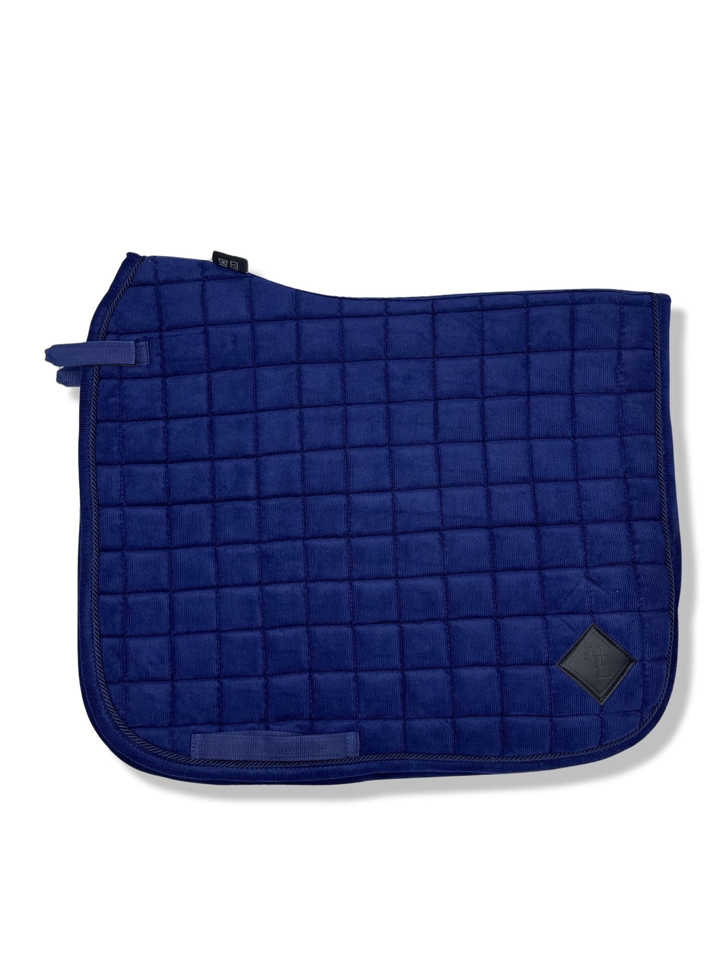 Navy Blue Corduroy Dressage Saddle Pad, from The Urbany. Elevate your horse's style with sparkling crystals and comfort.