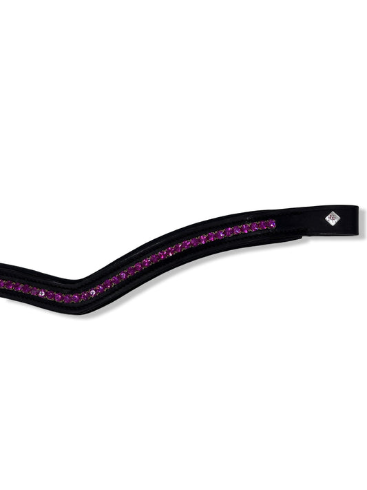 Fuchsia Crystal Padded Browband, from The Urbany. Elevate your horse's style with sparkling crystals and comfort.