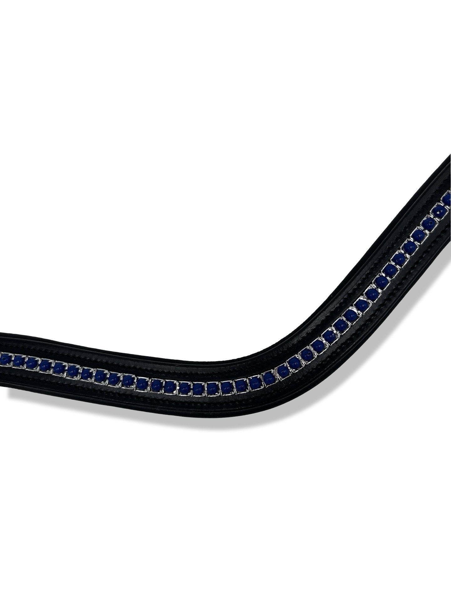 Navy Blue Pearl Padded Browband, from The Urbany. Elevate your horse's style with sparkling crystals and comfort.