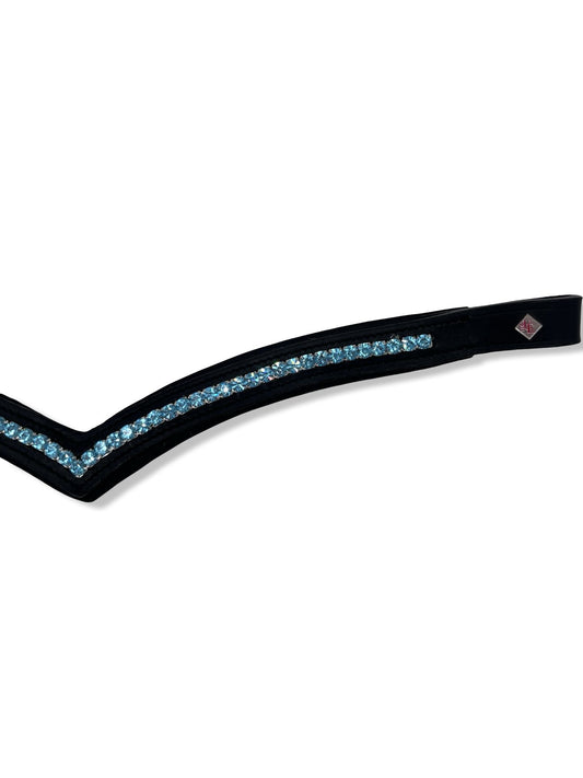 Azure Crystal Padded Browband, from The Urbany. Elevate your horse's style with sparkling crystals and comfort.