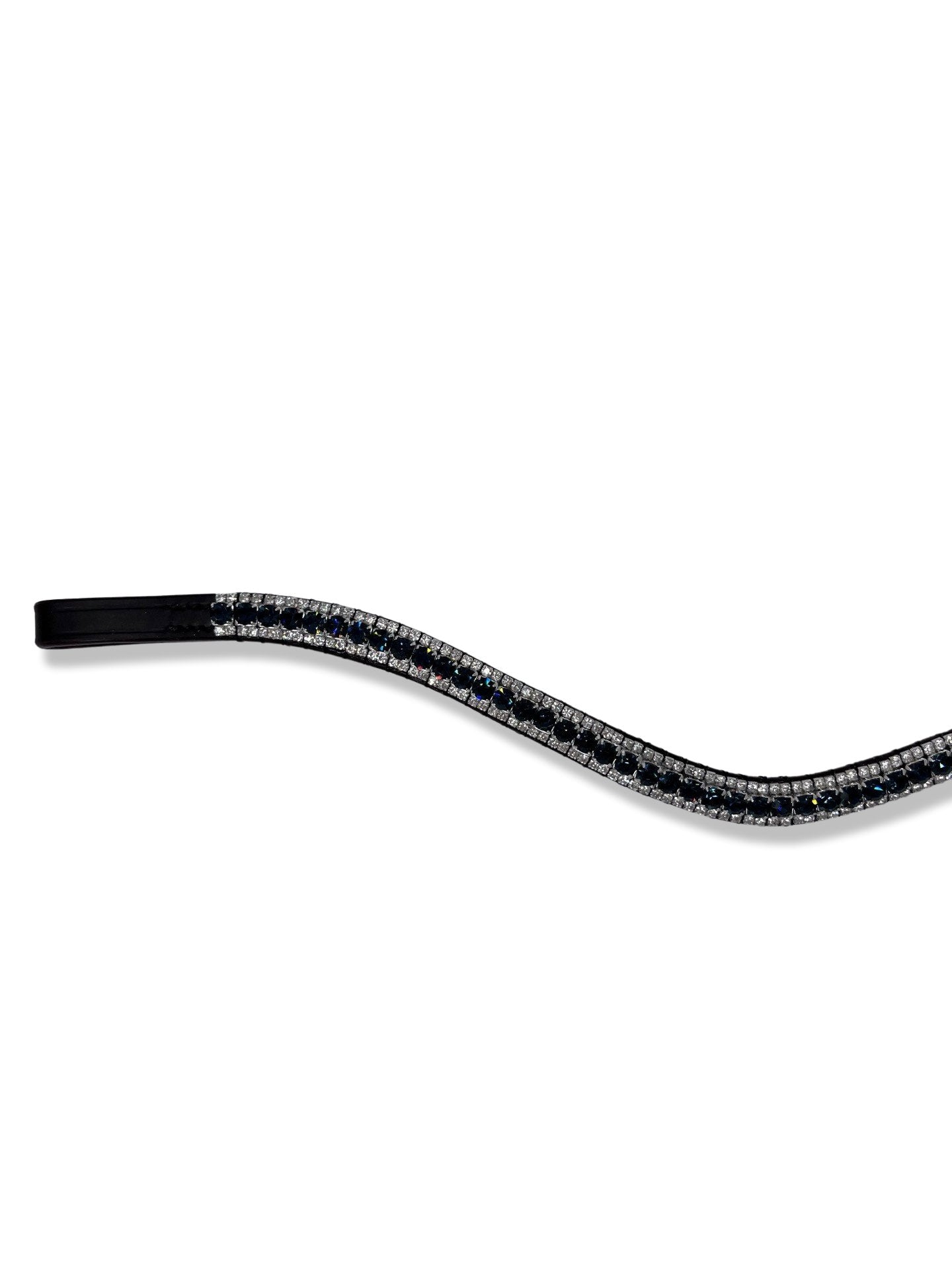 Navy Blue 3 Row Crystal Browband, from The Urbany. Elevate your horse's style with sparkling crystals and comfort.