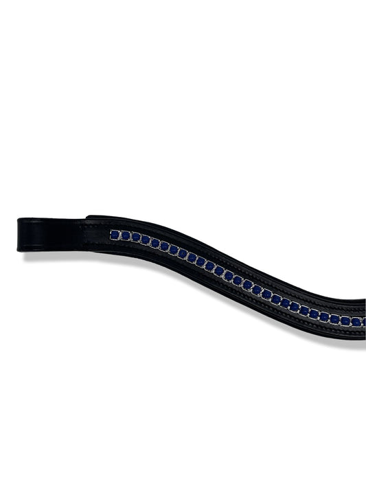 Navy Blue Pearl Padded Browband, from The Urbany. Elevate your horse's style with sparkling crystals and comfort.