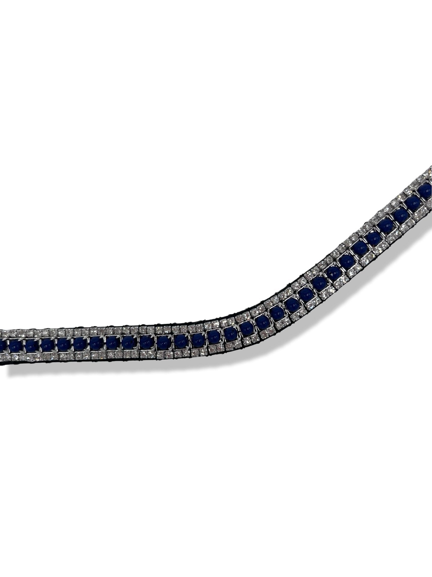 Navy Blue 3 Row Browband, from The Urbany. Elevate your horse's style with sparkling crystals and comfort.