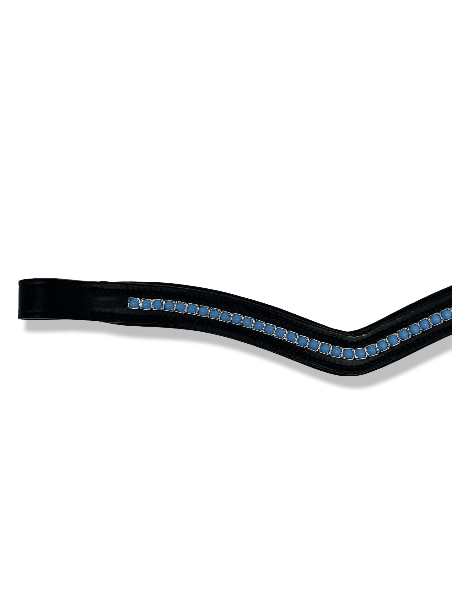 Azure Blue Pearl Padded Browband, from The Urbany. Elevate your horse's style with sparkling crystals and comfort.