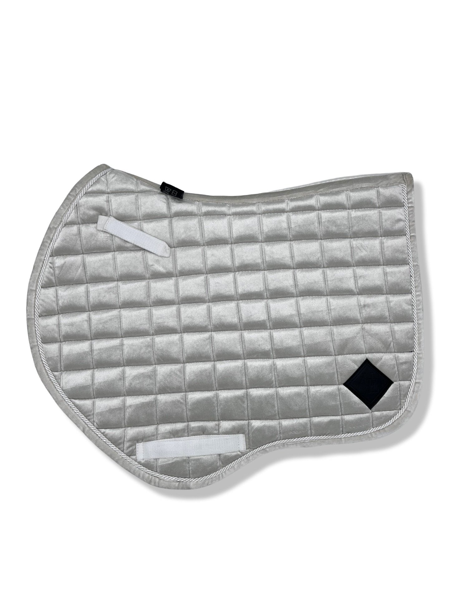 Pearly White Velvet GP Saddle Pad, from The Urbany. Elevate your horse's style with sparkling crystals and comfort.