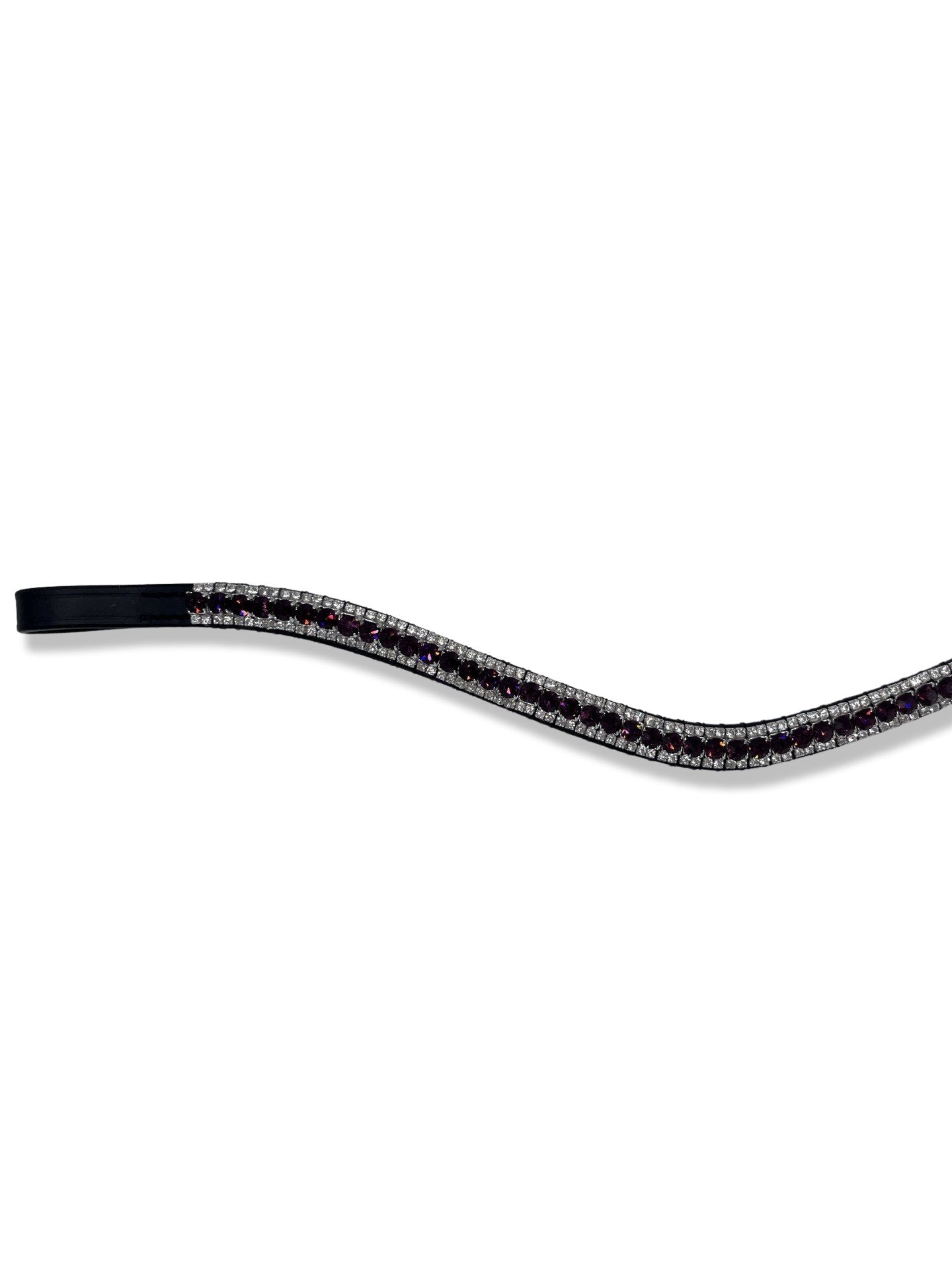 Plum 3 Row Crystal Browband, from The Urbany. Elevate your horse's style with sparkling crystals and comfort.