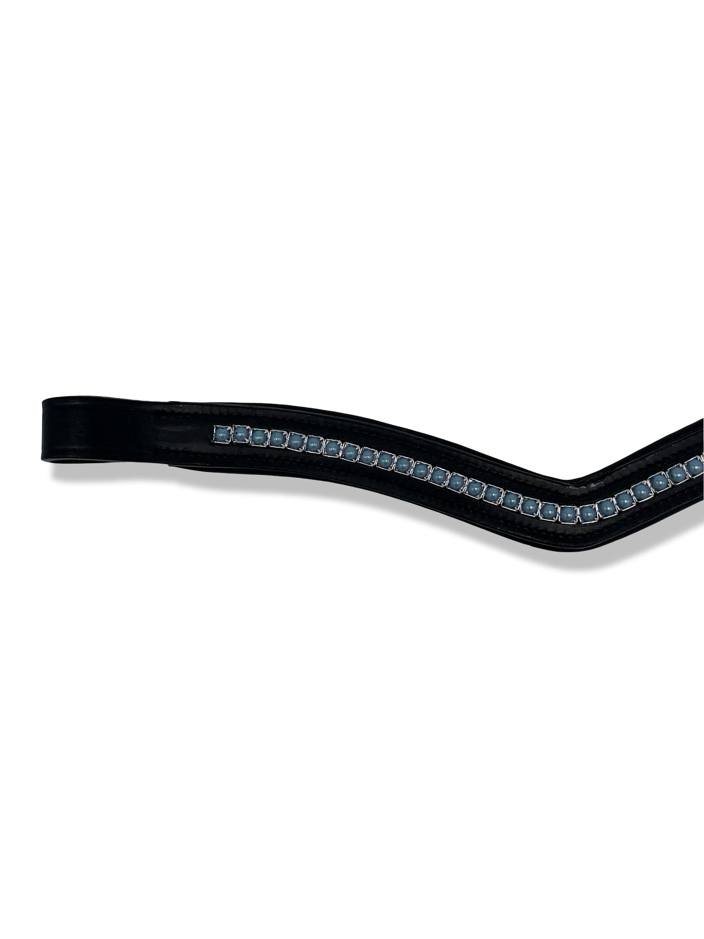 Shimmery Blue Pearl Padded Browband, from The Urbany. Elevate your horse's style with sparkling crystals and comfort.