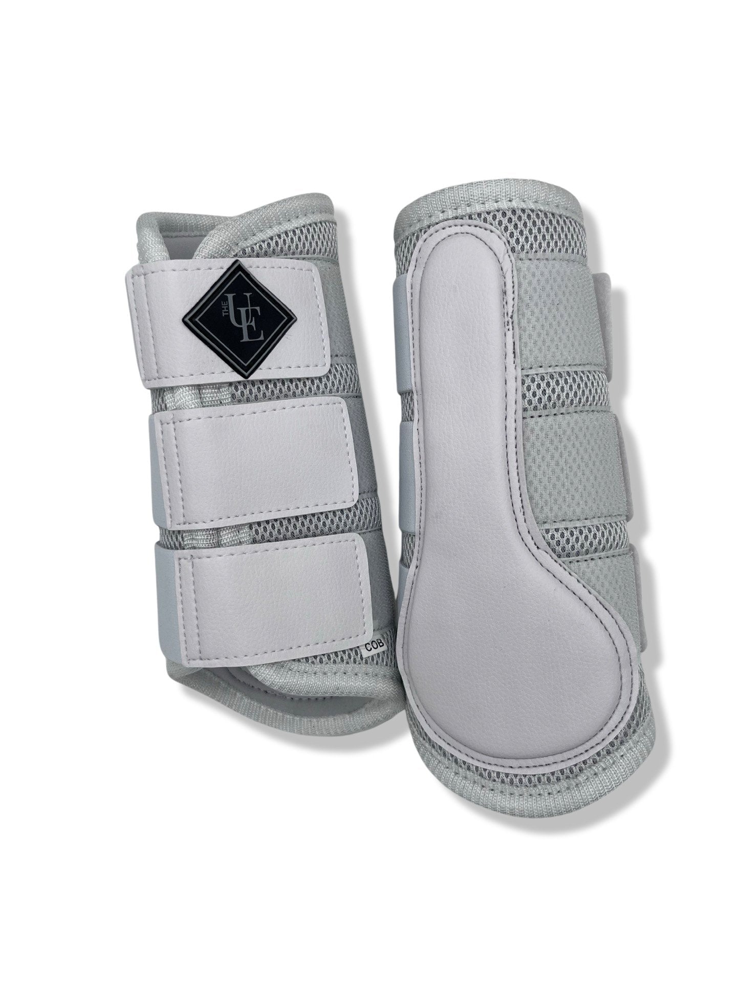 White Brushing Boots, from The Urbany. Elevate your horse's style with sparkling crystals and comfort.