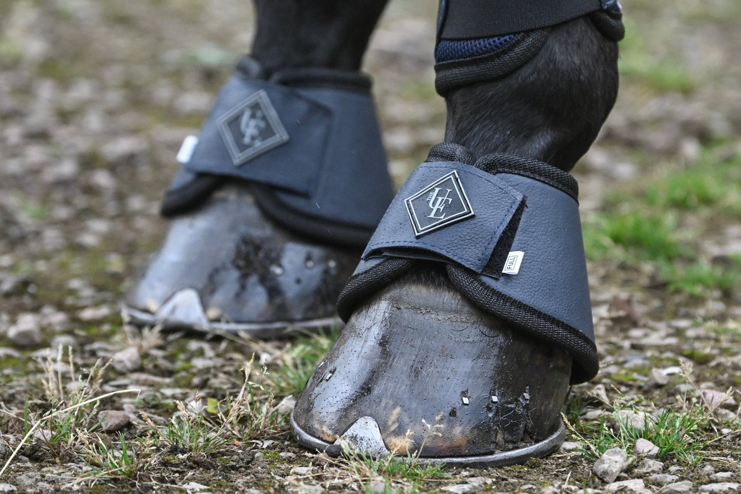 Navy Blue Over Reach Boots, from The Urbany. Elevate your horse's style with sparkling crystals and comfort.