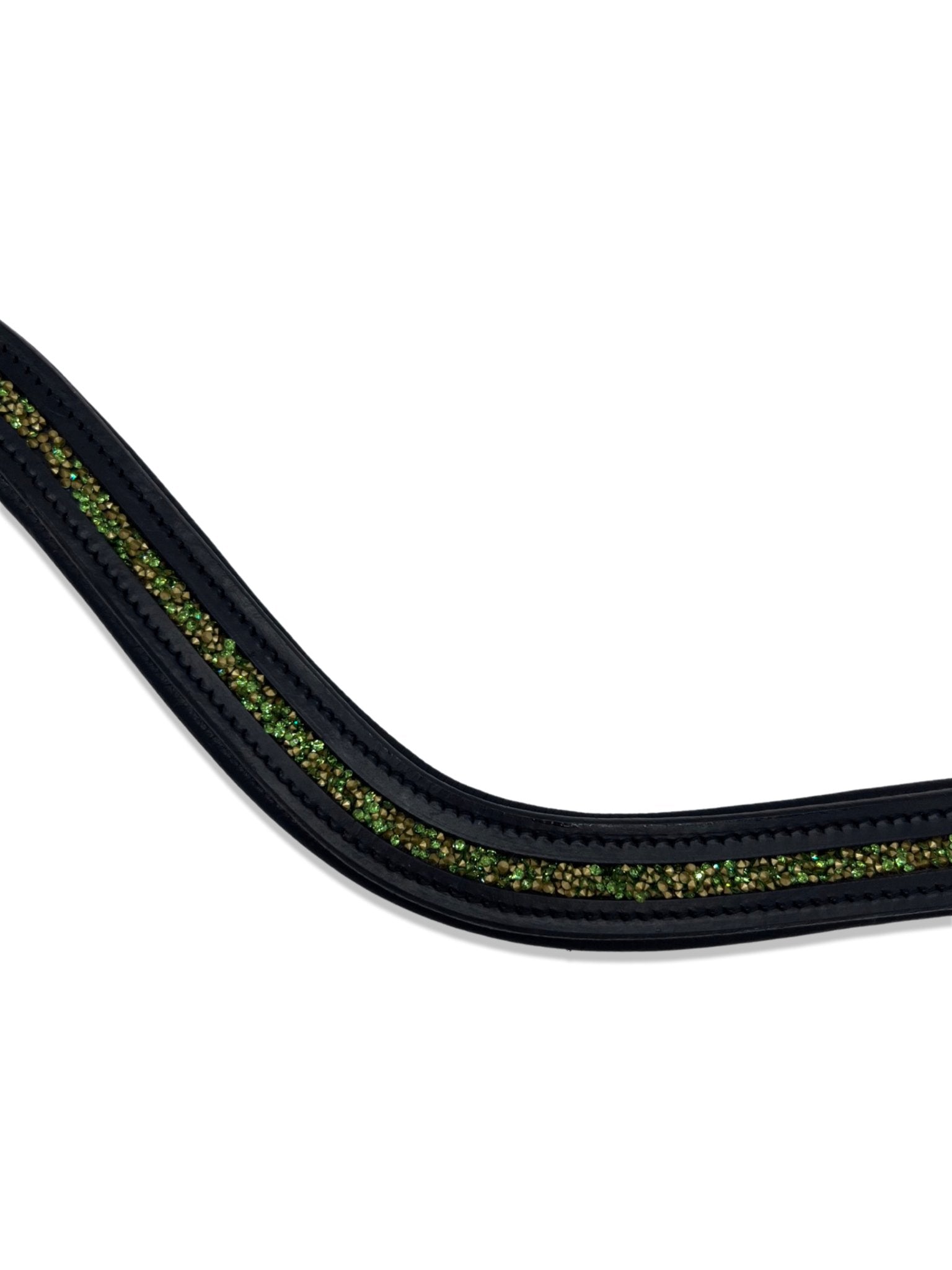 Crushed Lime Green Crystal Padded Browband, from The Urbany. Elevate your horse's style with sparkling crystals and comfort.