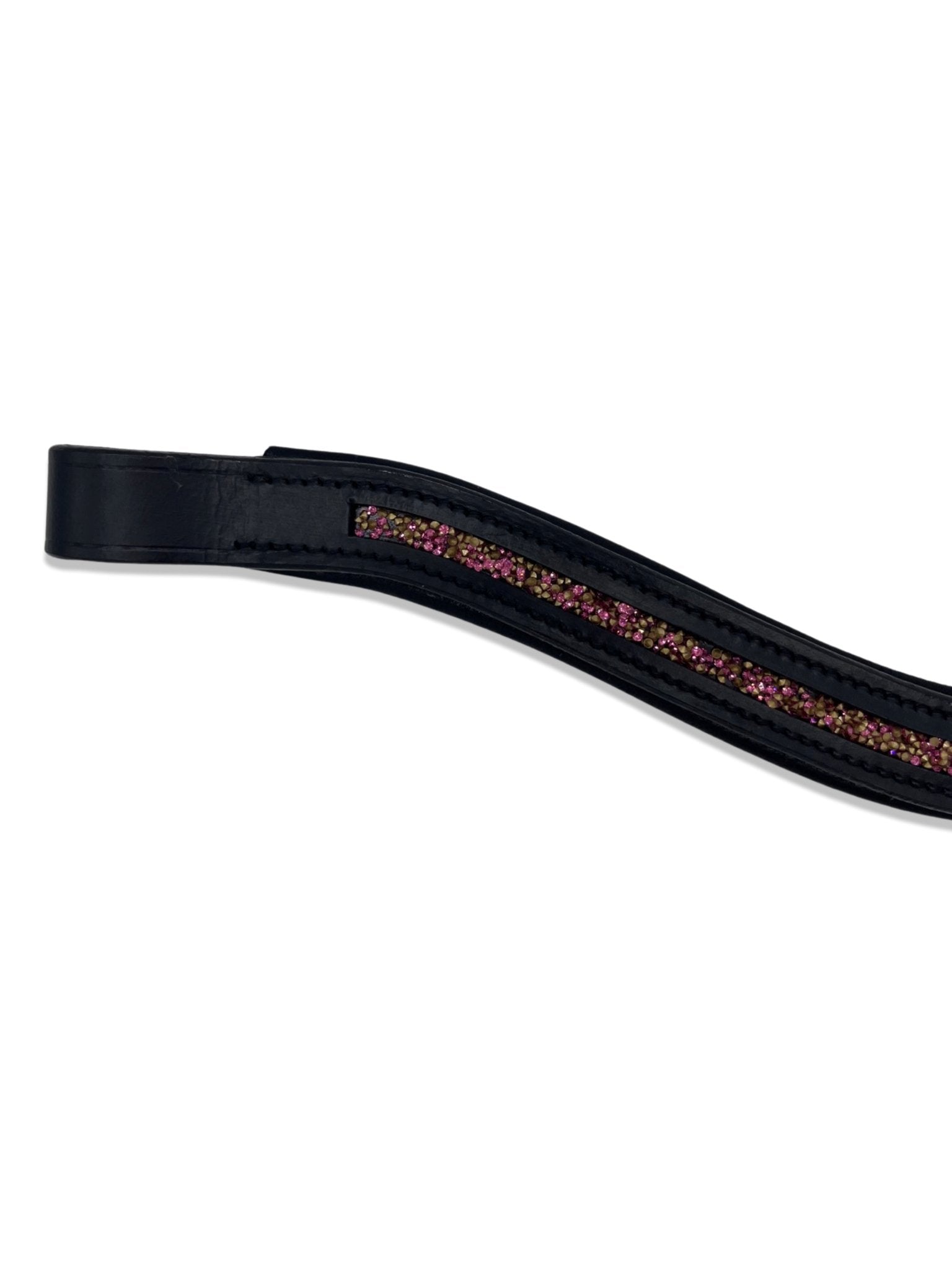 Crushed Hot Pink Crystal Padded Browband, from The Urbany. Elevate your horse's style with sparkling crystals and comfort.