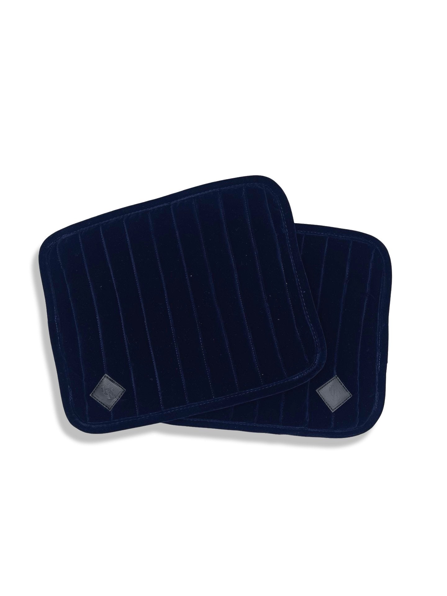 Navy Blue Velvet Bandage Pads, from The Urbany. Elevate your horse's style with sparkling crystals and comfort.