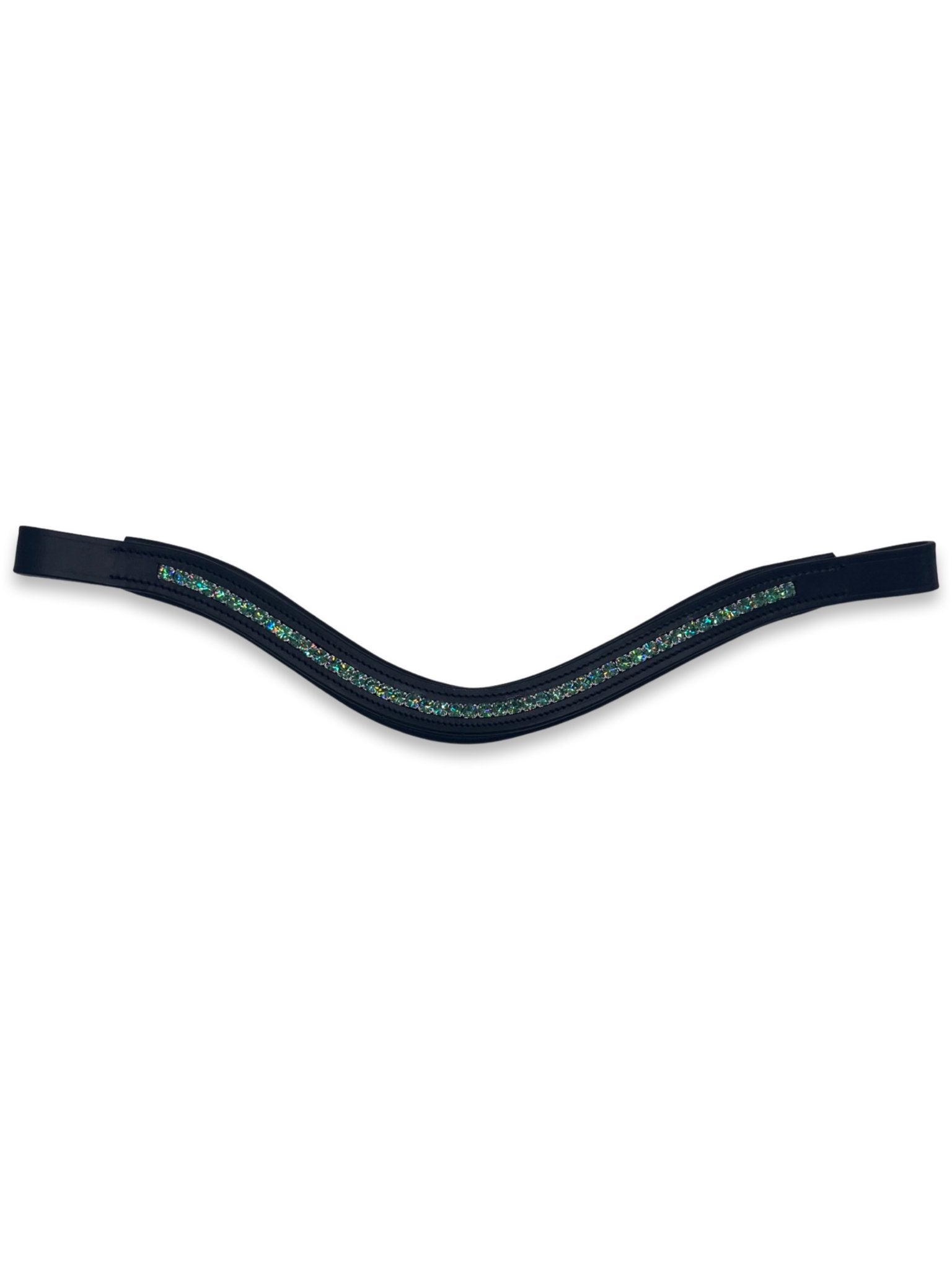 Sage Crystal Padded Browband, from The Urbany. Elevate your horse's style with sparkling crystals and comfort.