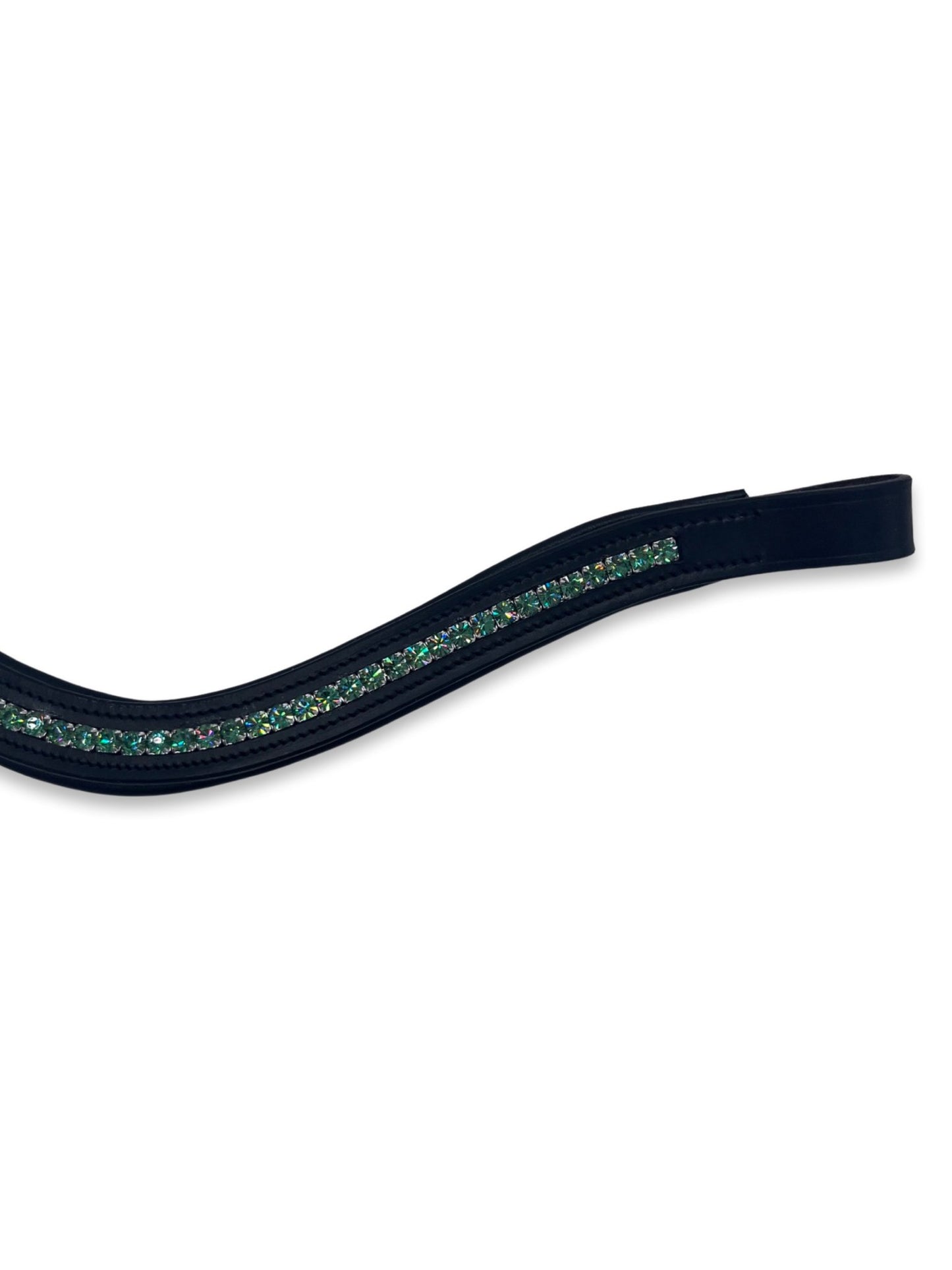 Sage Crystal Padded Browband, from The Urbany. Elevate your horse's style with sparkling crystals and comfort.