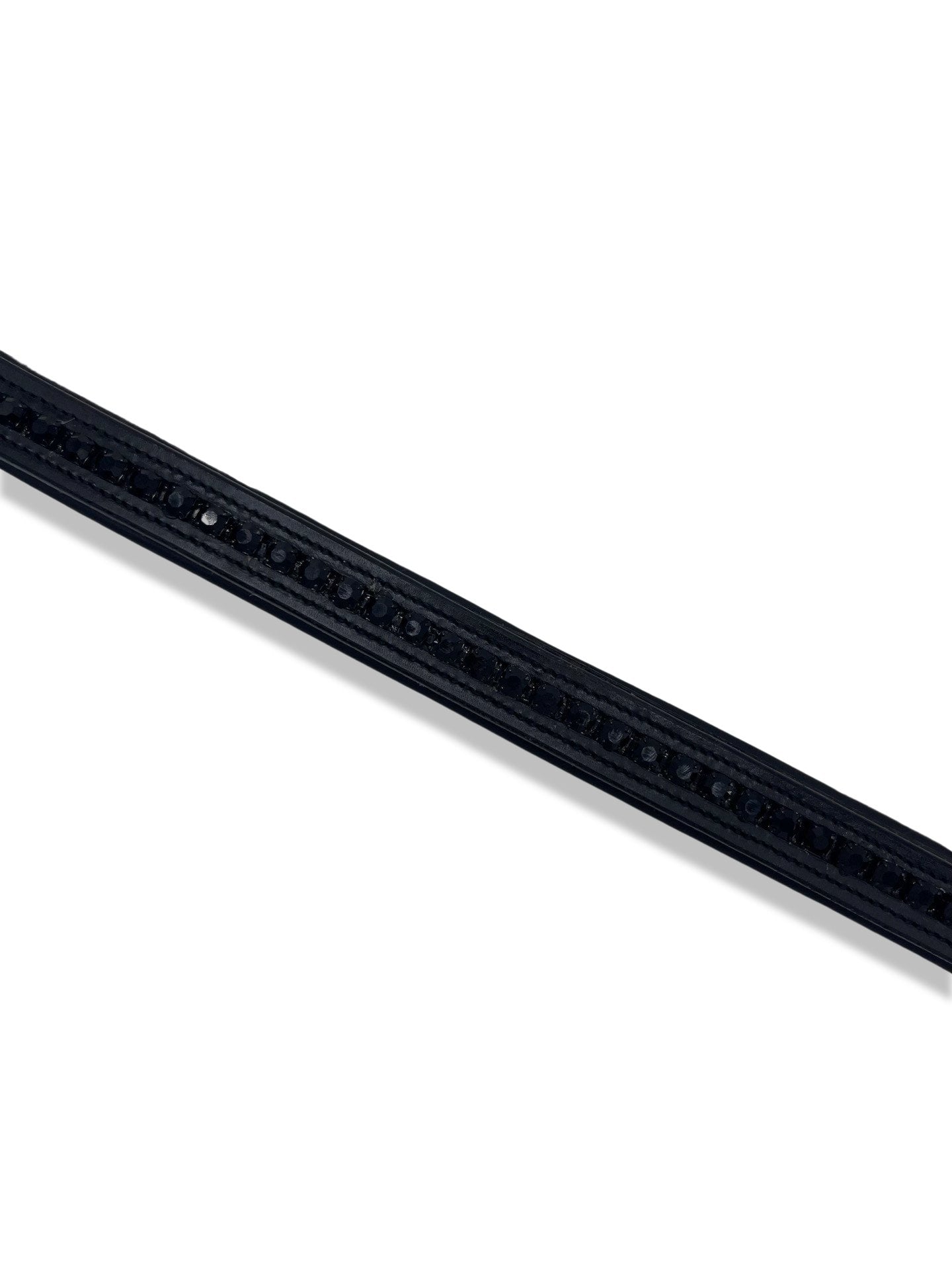 Jet Black Crystal Padded Browband, from The Urbany. Elevate your horse's style with sparkling crystals and comfort.