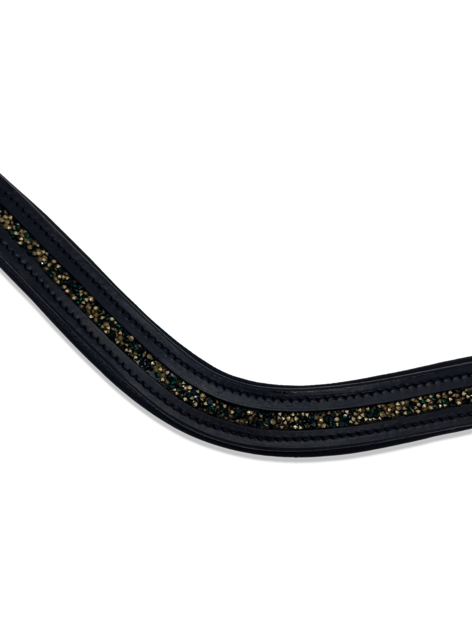 Crushed Emerald Crystal Padded Browband, from The Urbany. Elevate your horse's style with sparkling crystals and comfort.