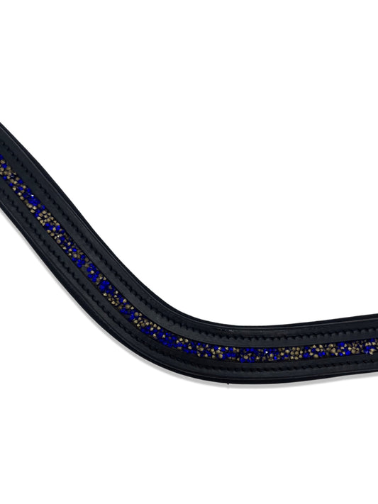 Crushed Sapphire Crystal Padded Browband, from The Urbany. Elevate your horse's style with sparkling crystals and comfort.