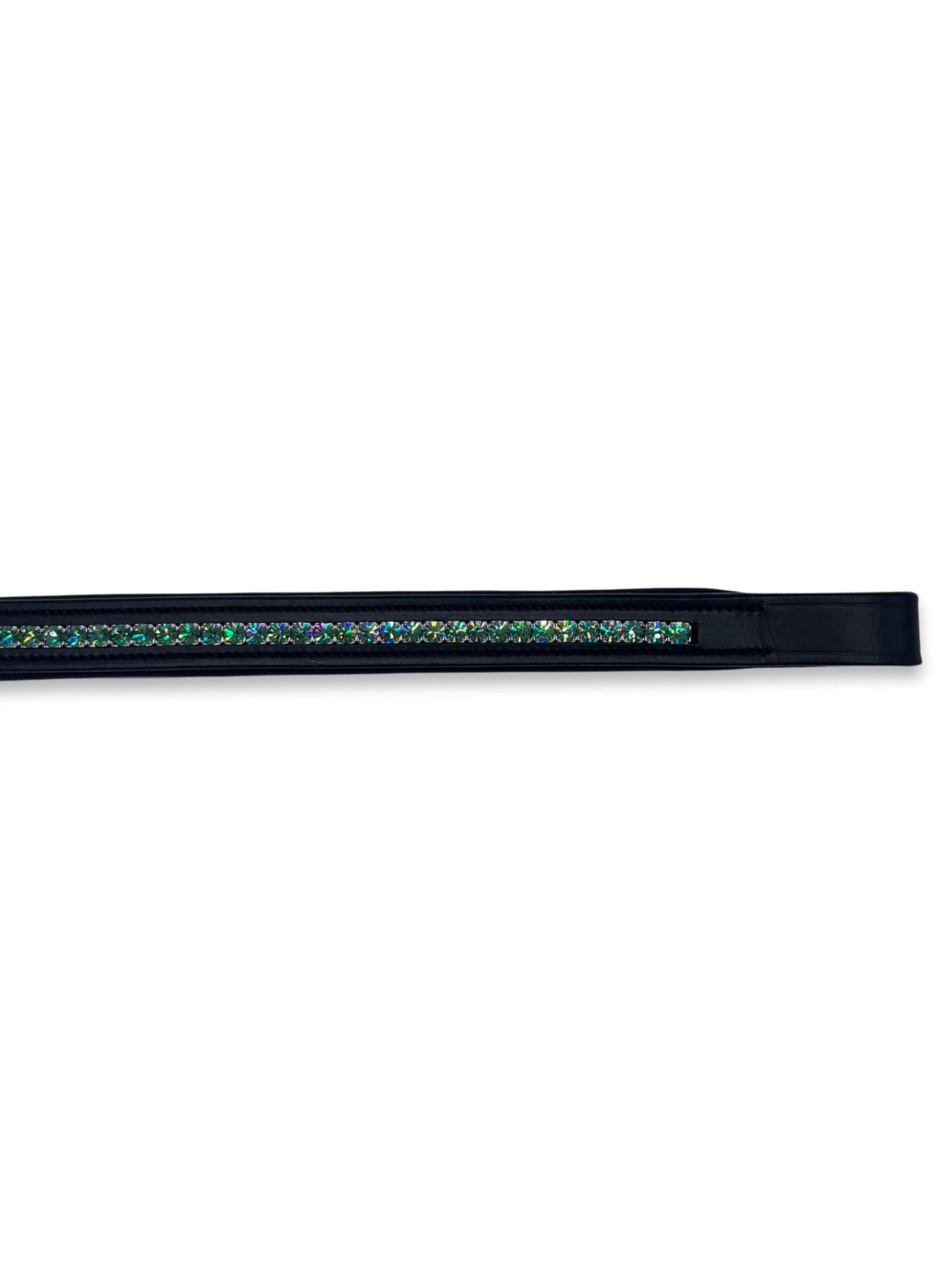 Sage Crystal Padded Browband, from The Urbany. Elevate your horse's style with sparkling crystals and comfort.