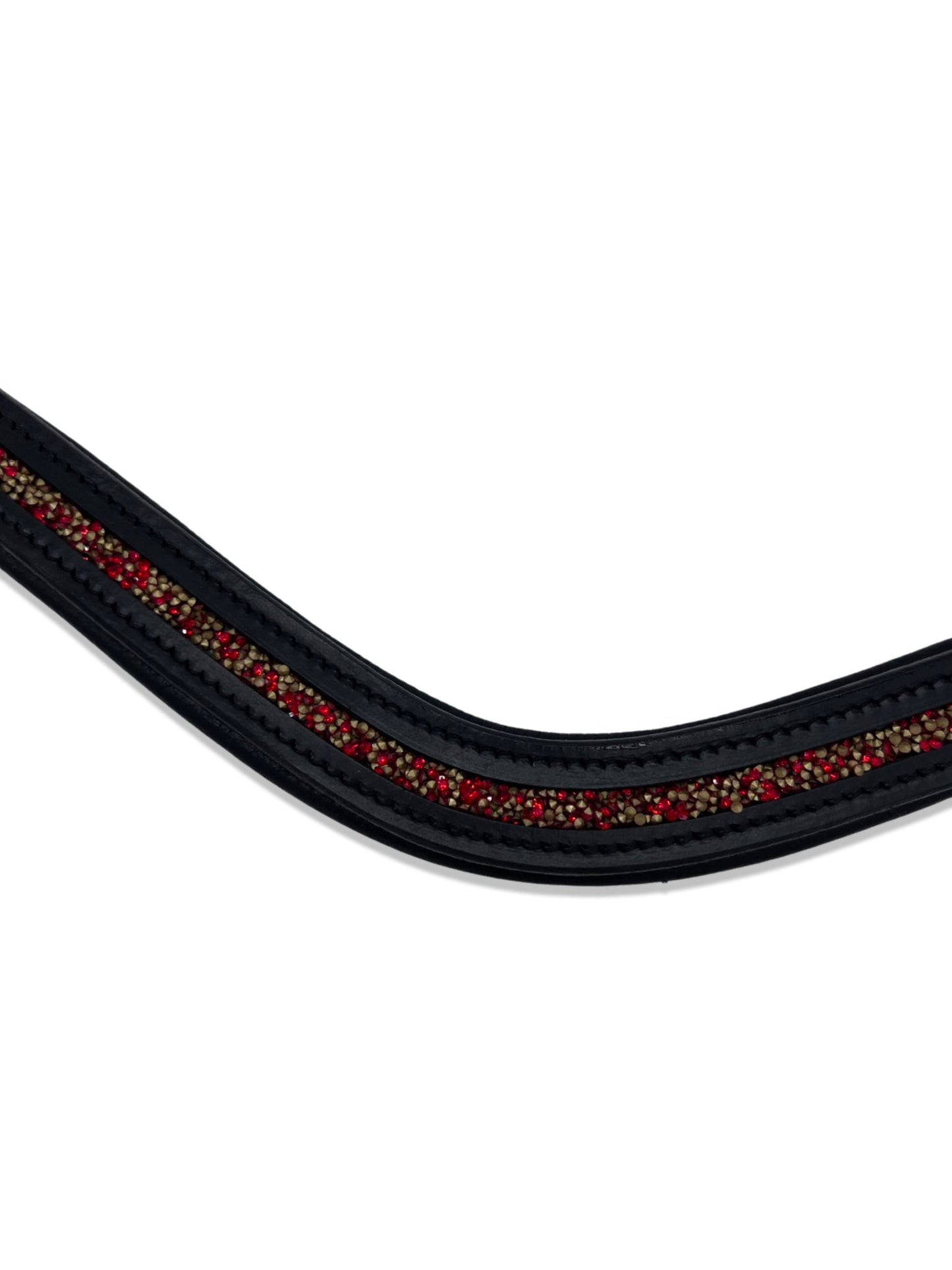 Crushed Ruby Crystal Padded Browband, from The Urbany. Elevate your horse's style with sparkling crystals and comfort.