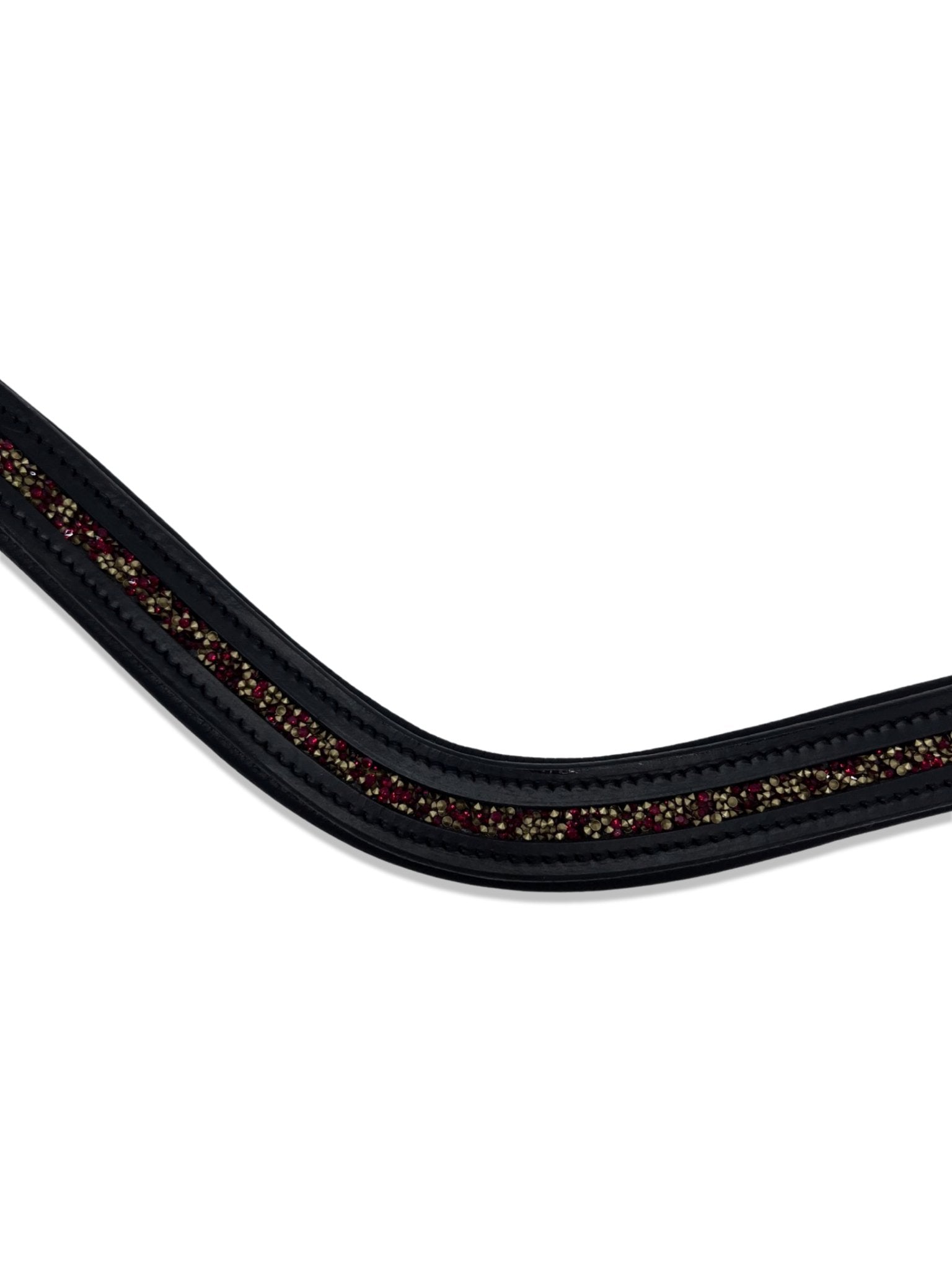 Crushed Ruby Crystal Padded Browband, from The Urbany. Elevate your horse's style with sparkling crystals and comfort.