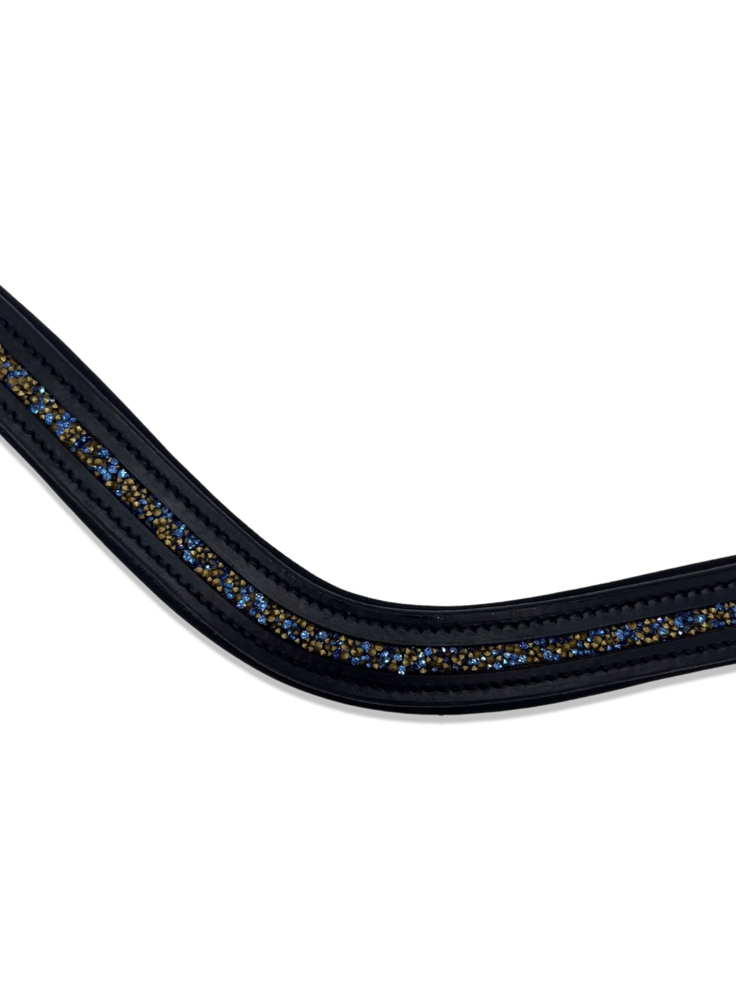 Crushed Ice Blue Crystal Padded Browband, from The Urbany. Elevate your horse's style with sparkling crystals and comfort.