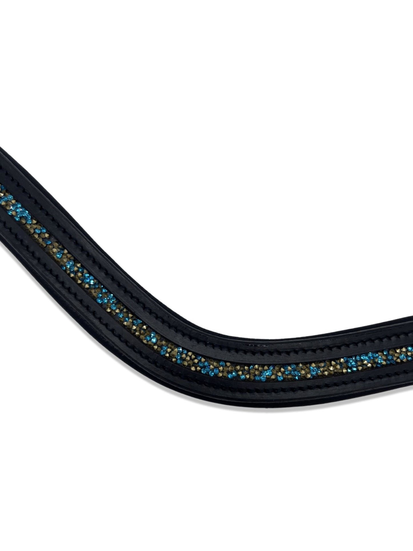 Crushed Azure Crystal Padded Browband, from The Urbany. Elevate your horse's style with sparkling crystals and comfort.