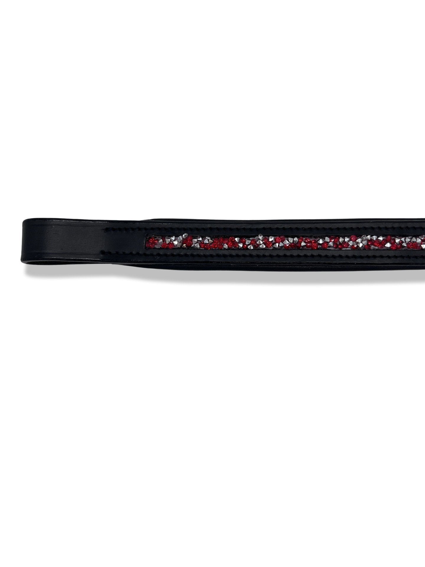 Crushed Ruby Crystal Padded Browband, from The Urbany. Elevate your horse's style with sparkling crystals and comfort.