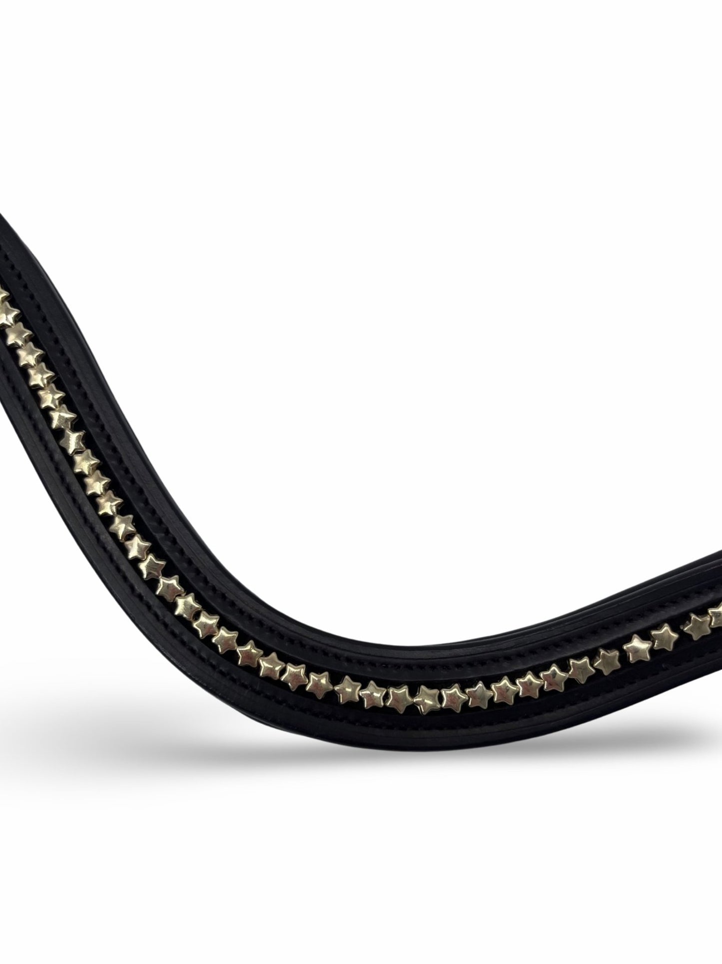 Gold Christmas Star Padded Browband, from The Urbany. Elevate your horse's style with sparkling crystals and comfort.