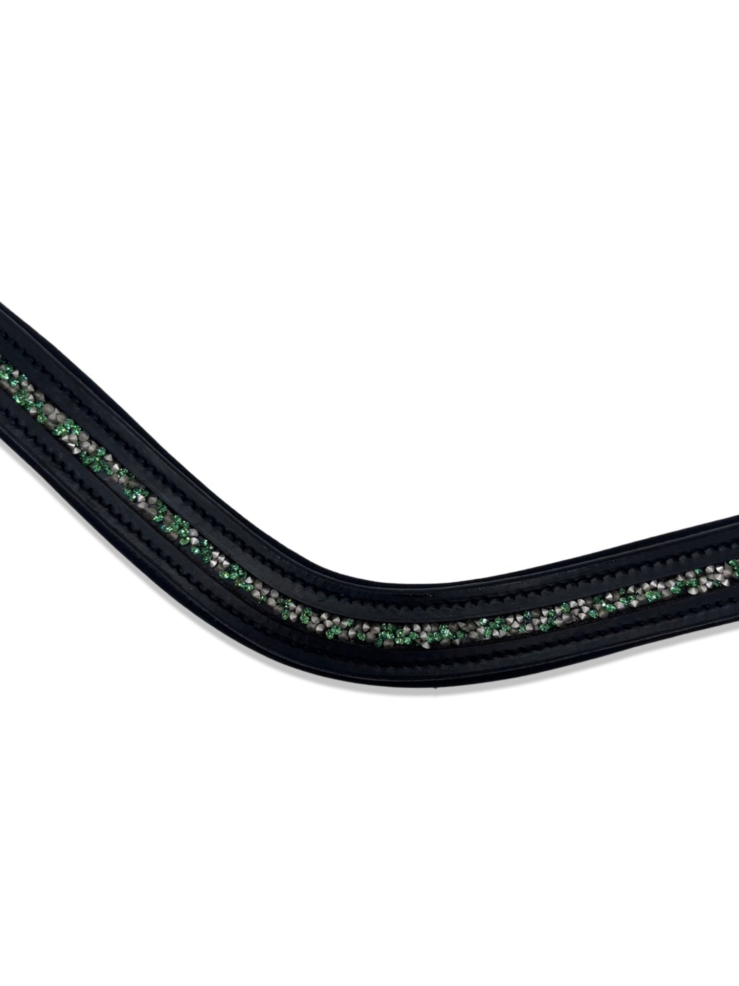 Crushed Sage Crystal Padded Browband, from The Urbany. Elevate your horse's style with sparkling crystals and comfort.