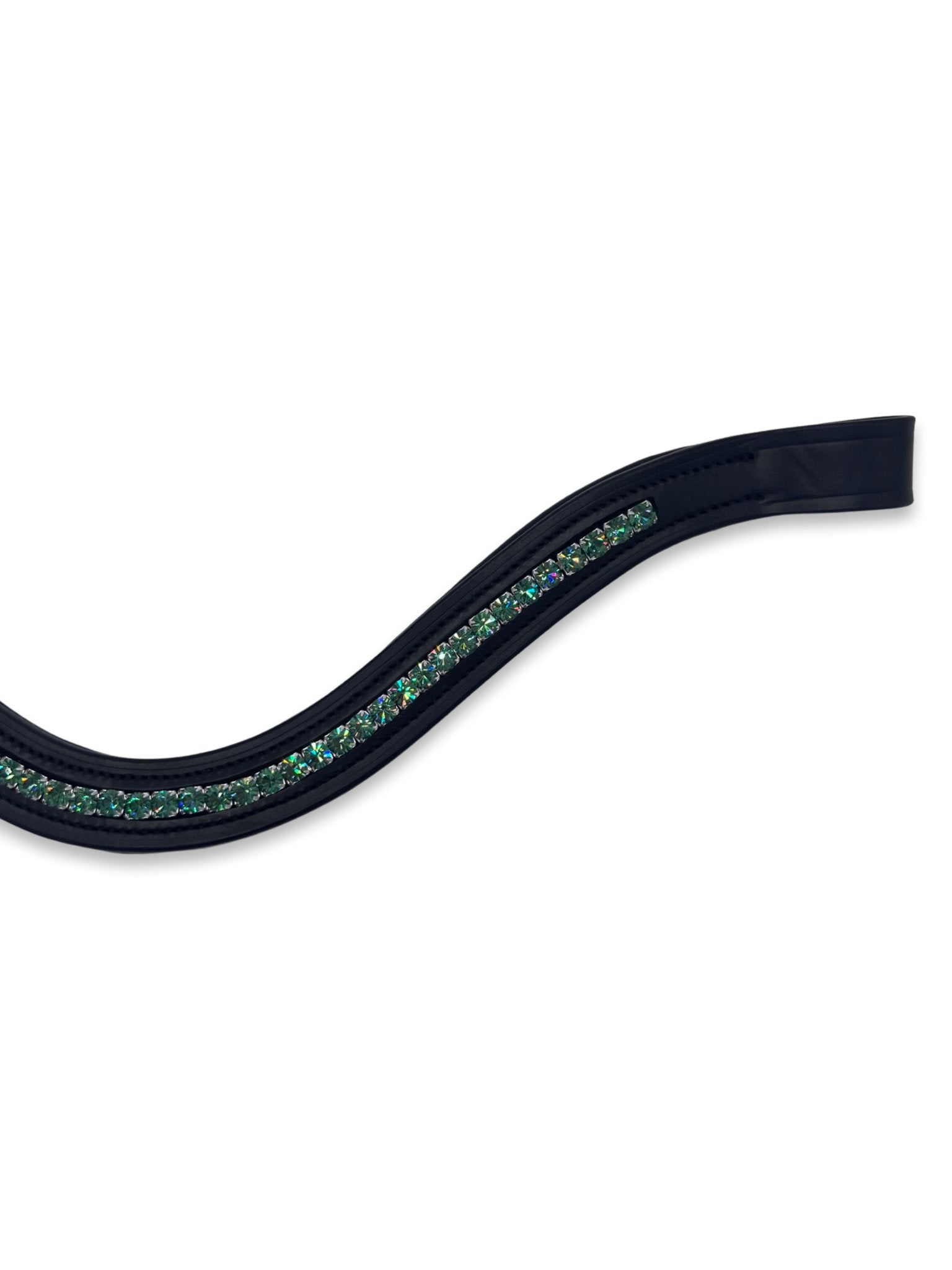 Sage Crystal Padded Browband, from The Urbany. Elevate your horse's style with sparkling crystals and comfort.