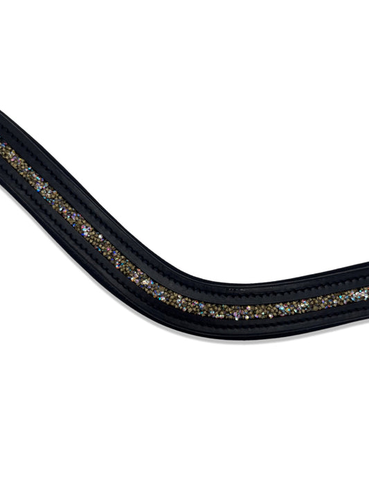 Crushed Rainbow Shine Crystal Padded Browband, from The Urbany. Elevate your horse's style with sparkling crystals and comfort.