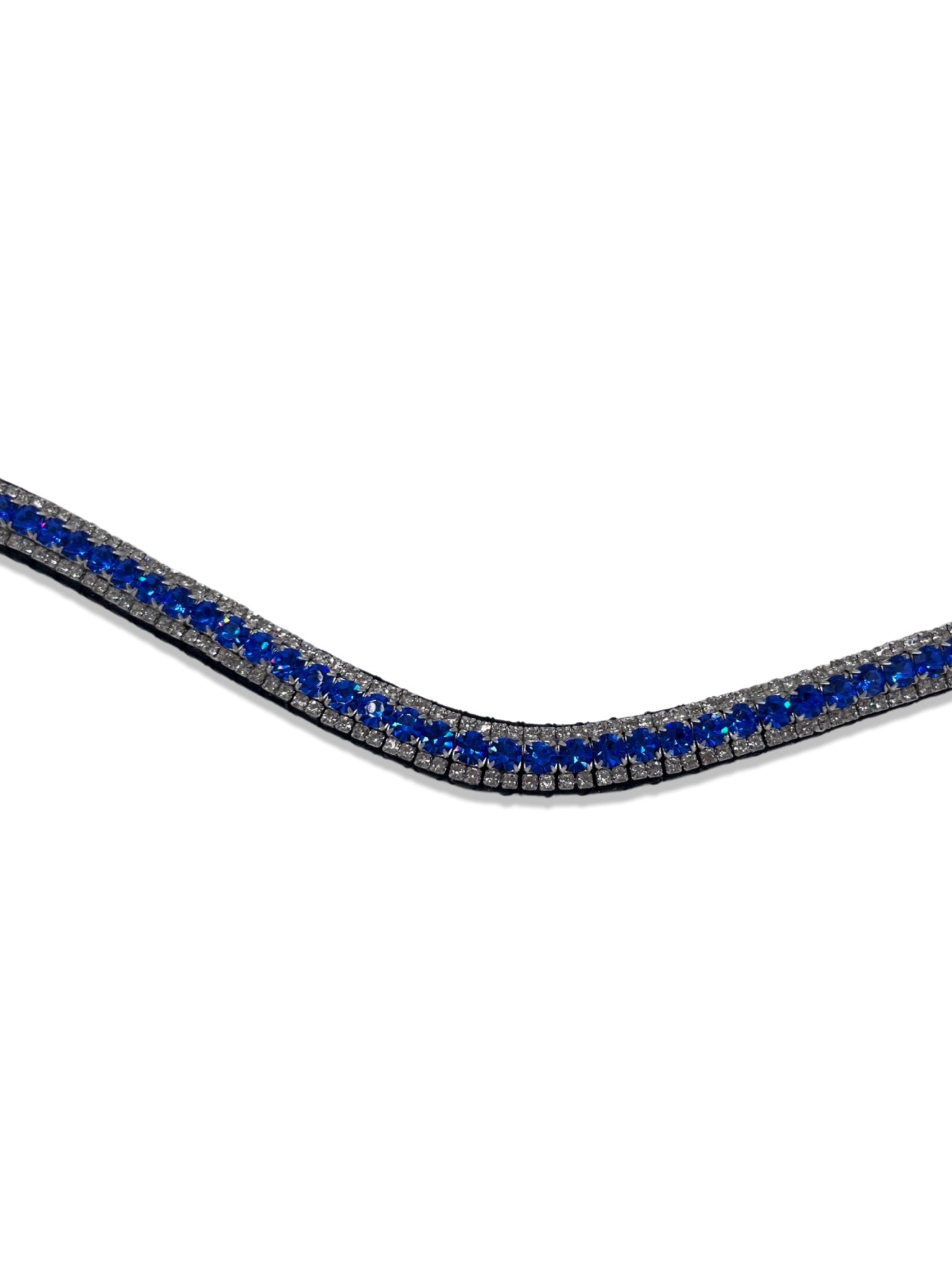 Sapphire 3 Row Crystal Browband, from The Urbany. Elevate your horse's style with sparkling crystals and comfort.