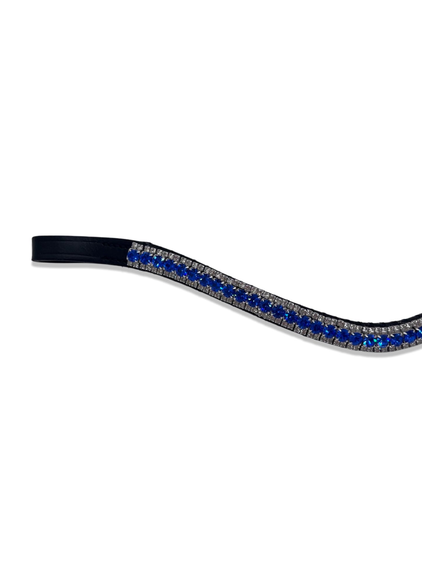 Sapphire 3 Row Crystal Browband, from The Urbany. Elevate your horse's style with sparkling crystals and comfort.