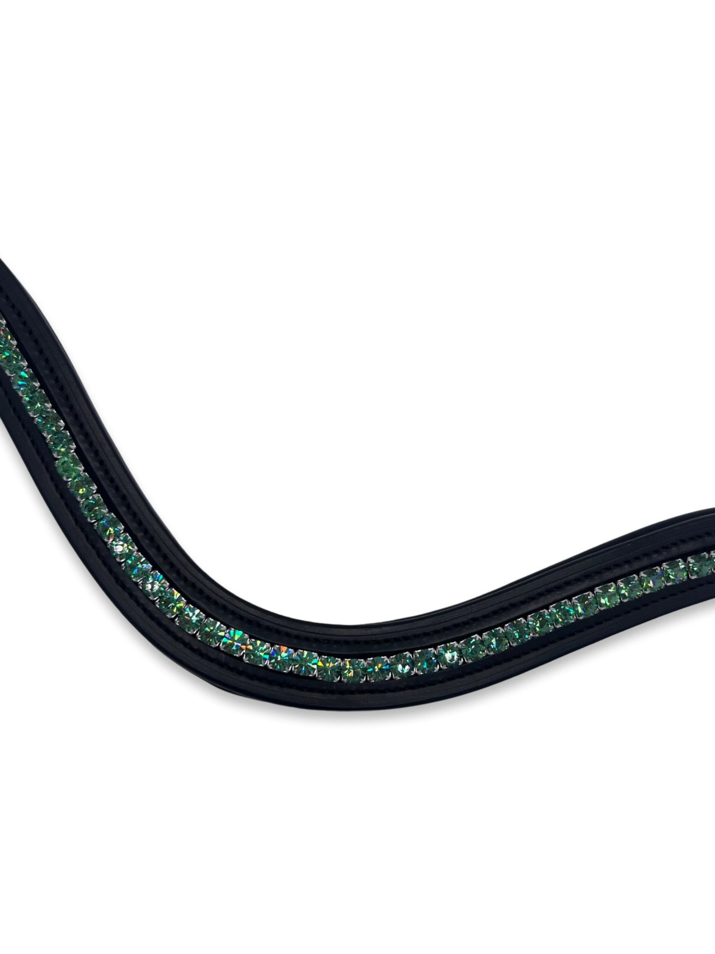 Sage Crystal Padded Browband, from The Urbany. Elevate your horse's style with sparkling crystals and comfort.