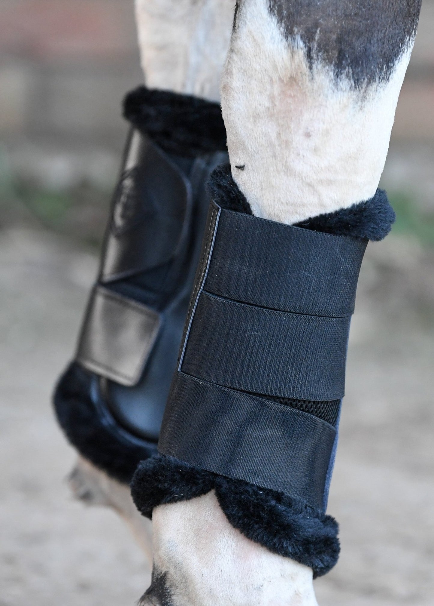 Fleece Trimmed Brushing Boots, from The Urbany. Elevate your horse's style with sparkling crystals and comfort.