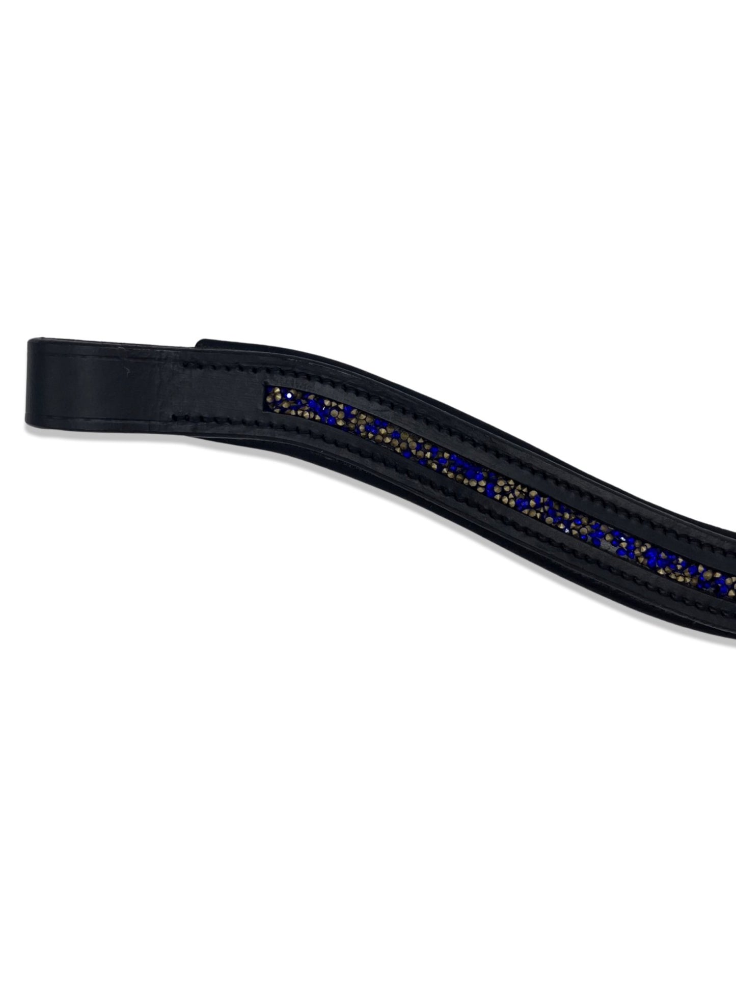 Crushed Sapphire Crystal Padded Browband, from The Urbany. Elevate your horse's style with sparkling crystals and comfort.