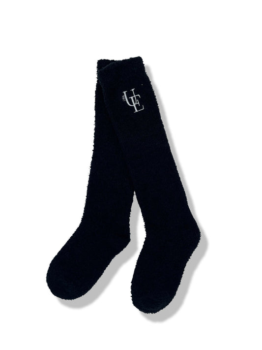 Black Fluffy Long Socks, from The Urbany. Elevate your horse's style with sparkling crystals and comfort.