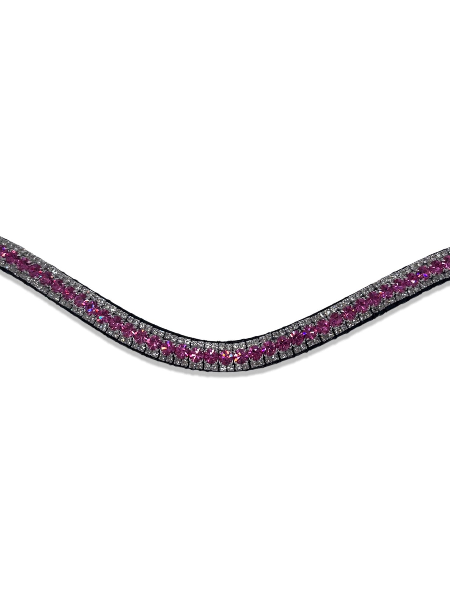 Hot Pink 3 Row Crystal Browband, from The Urbany. Elevate your horse's style with sparkling crystals and comfort.