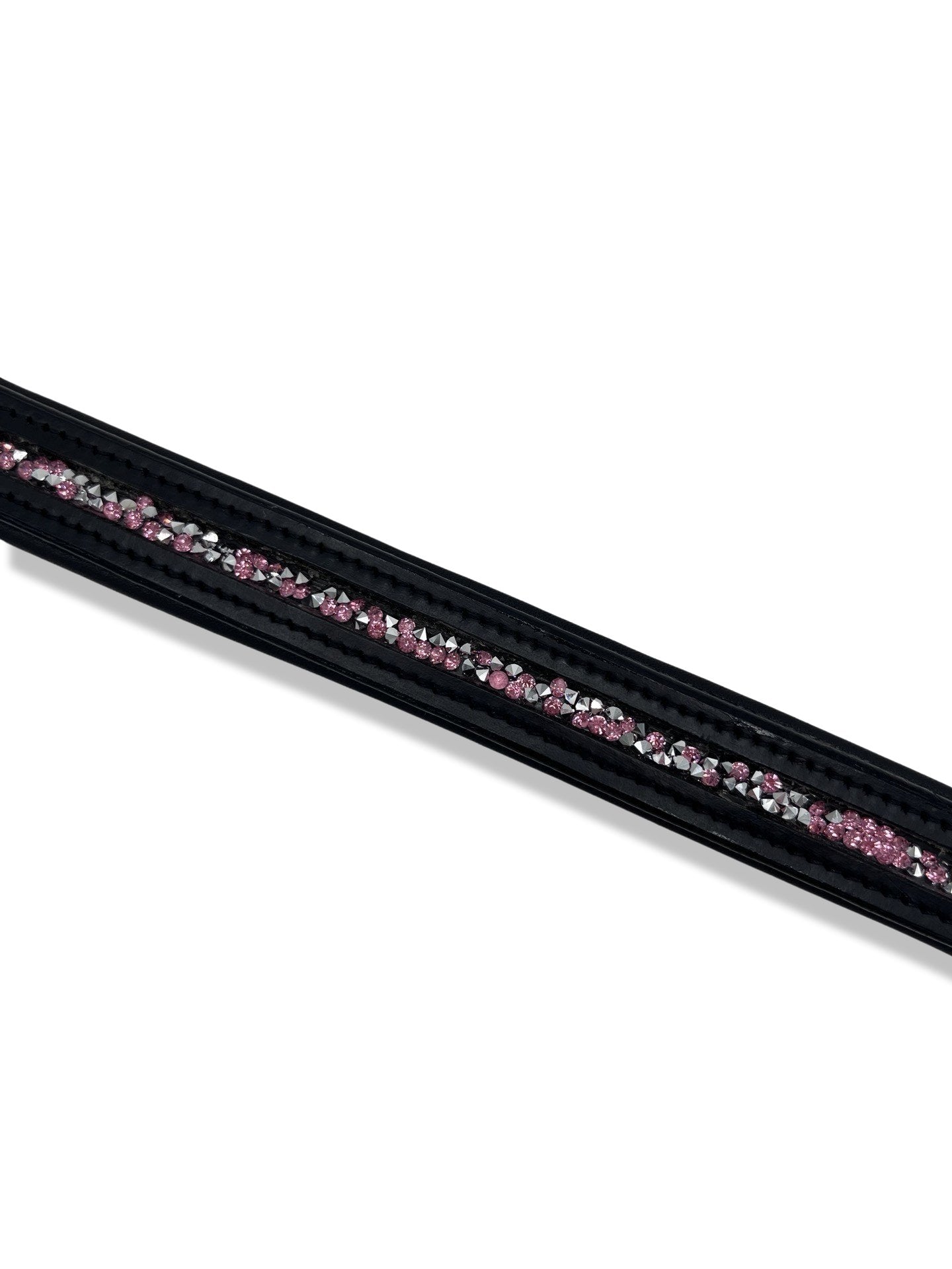 Crushed Light Pink Crystal Padded Browband, from The Urbany. Elevate your horse's style with sparkling crystals and comfort.