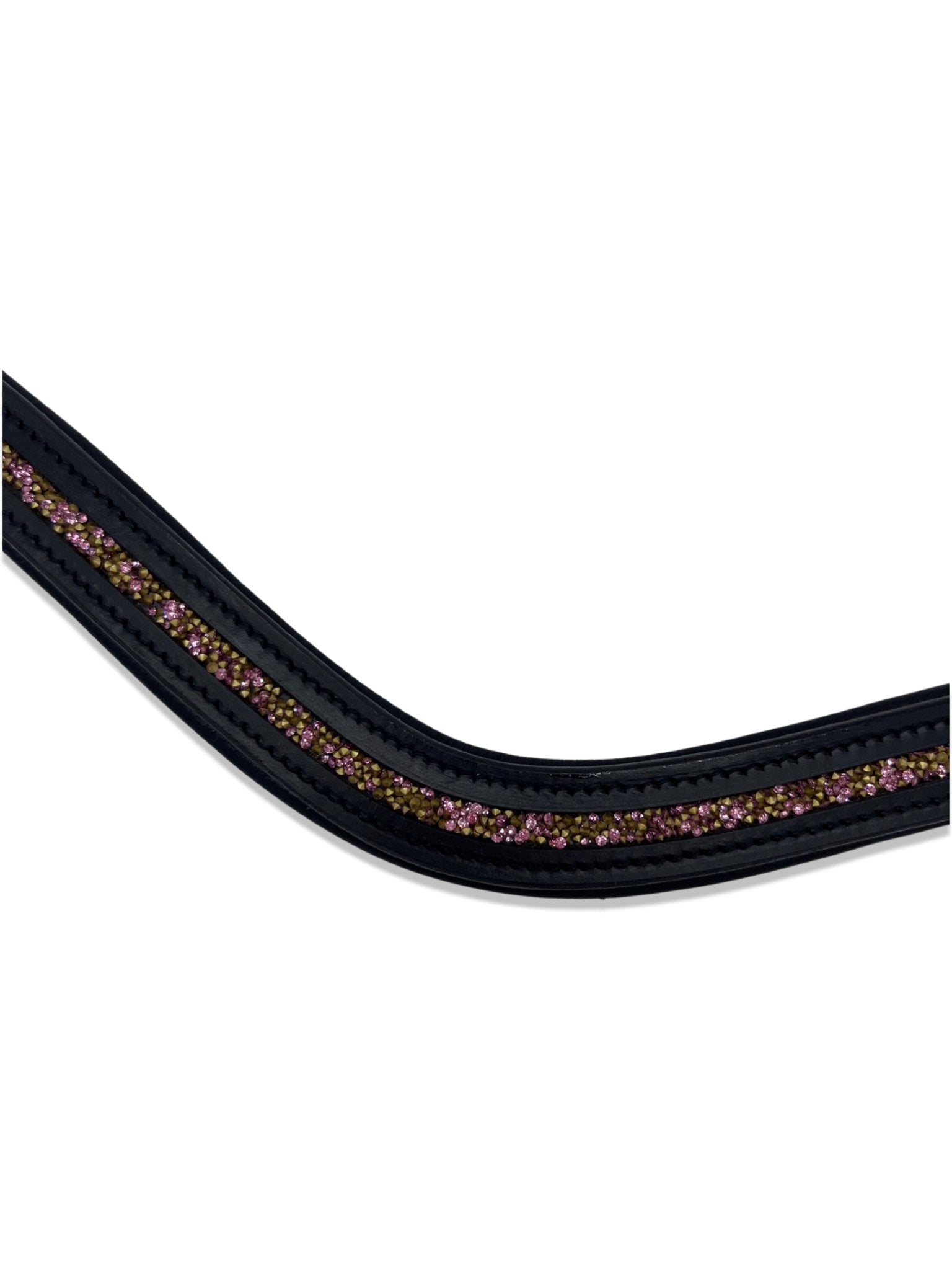 Crushed Light Pink Crystal Padded Browband, from The Urbany. Elevate your horse's style with sparkling crystals and comfort.