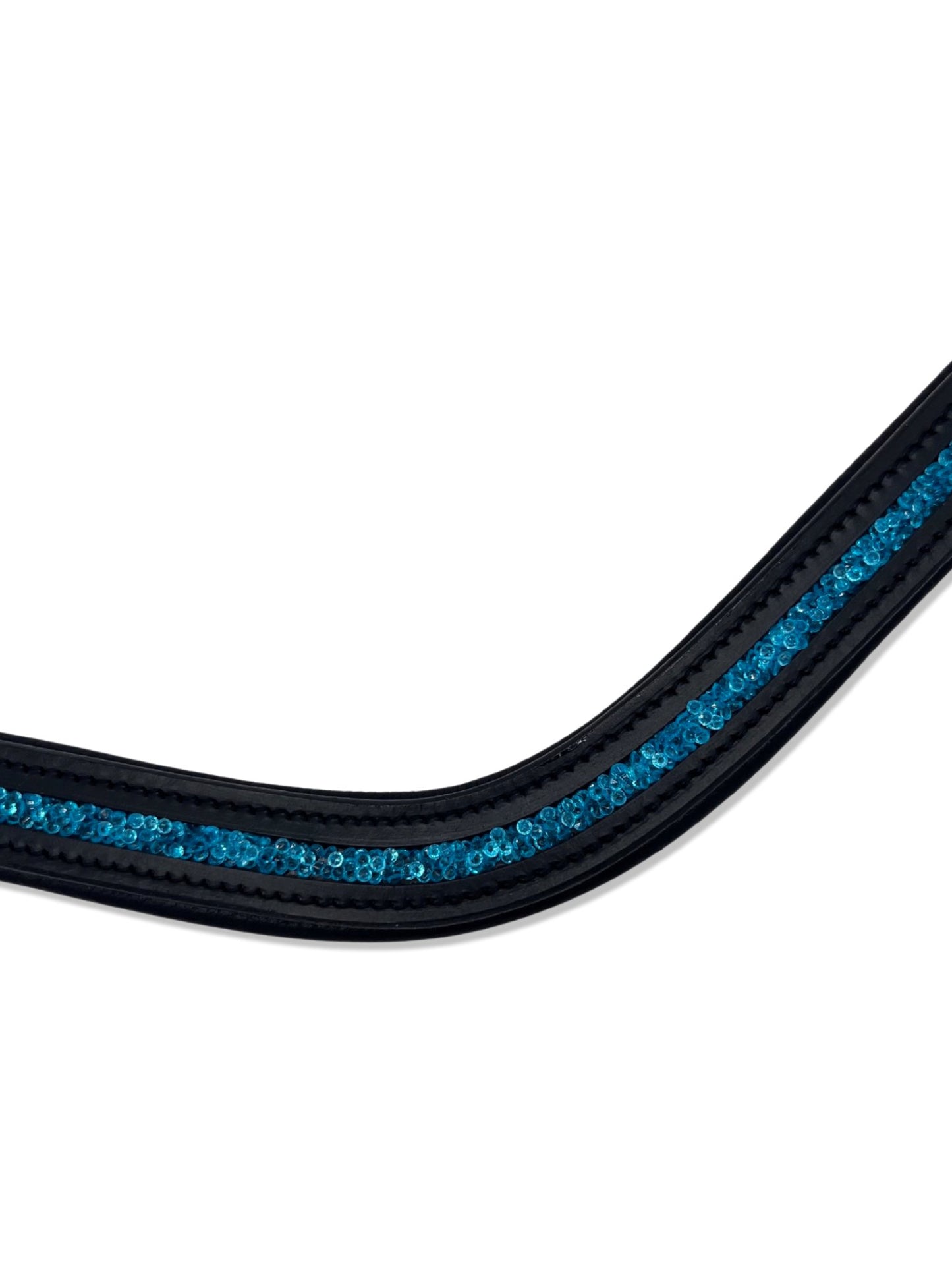 Bubble Azure Crystal Padded Browband, from The Urbany. Elevate your horse's style with sparkling crystals and comfort.