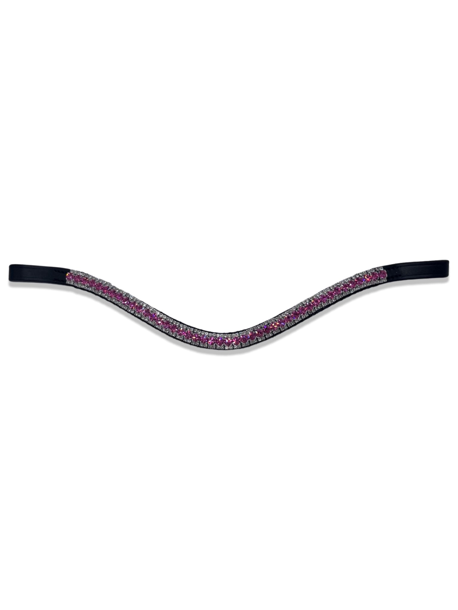 Hot Pink 3 Row Crystal Browband, from The Urbany. Elevate your horse's style with sparkling crystals and comfort.