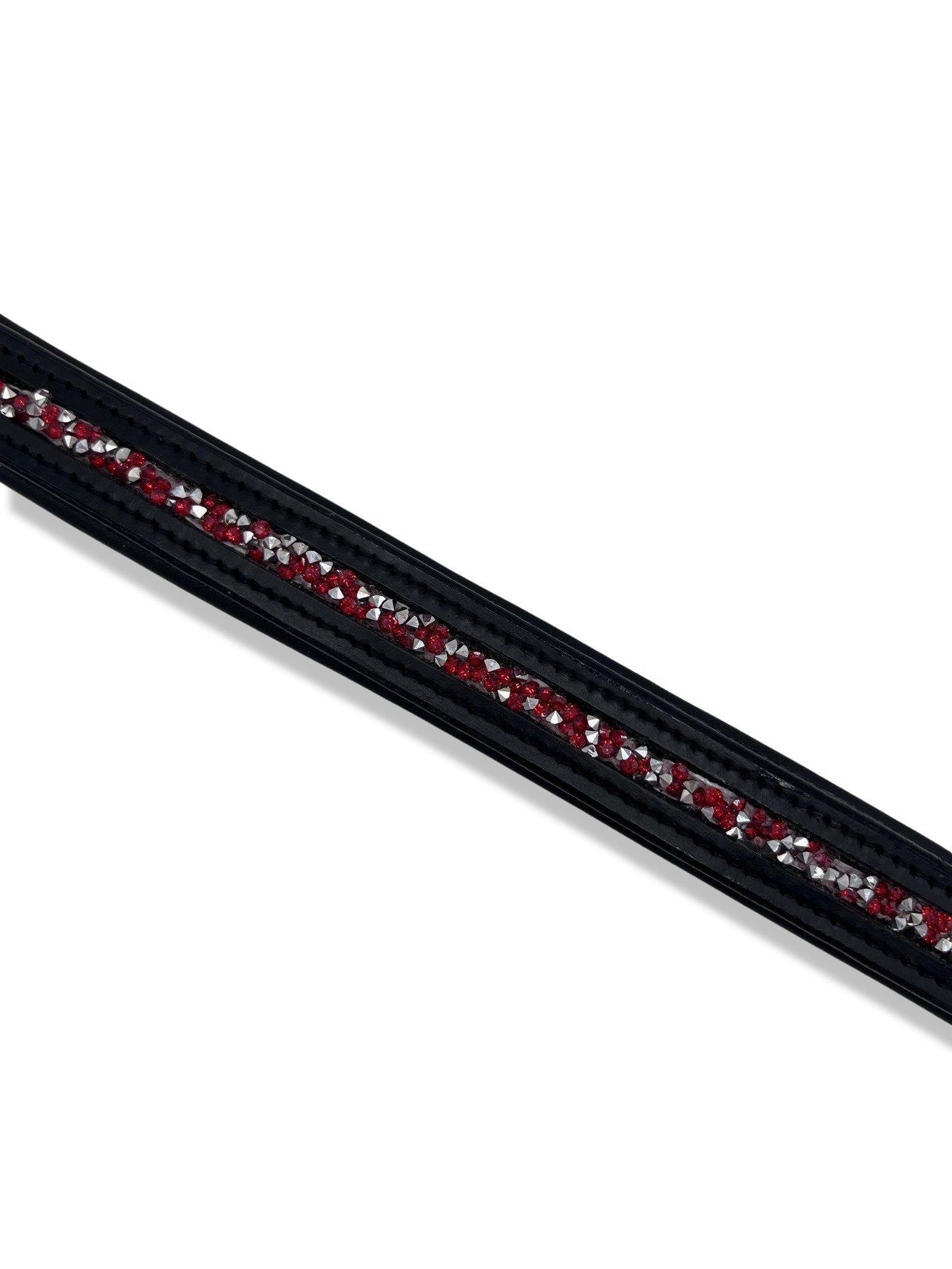 Crushed Ruby Crystal Padded Browband, from The Urbany. Elevate your horse's style with sparkling crystals and comfort.