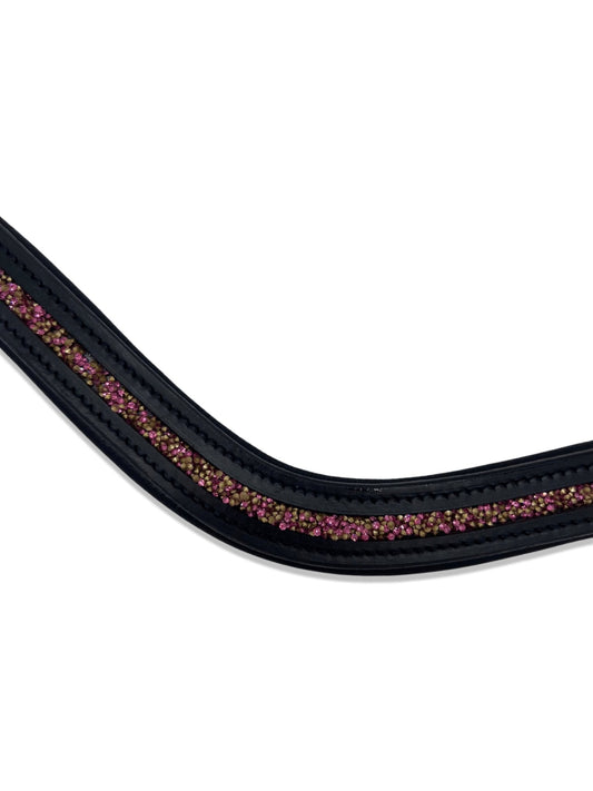 Crushed Hot Pink Crystal Padded Browband, from The Urbany. Elevate your horse's style with sparkling crystals and comfort.