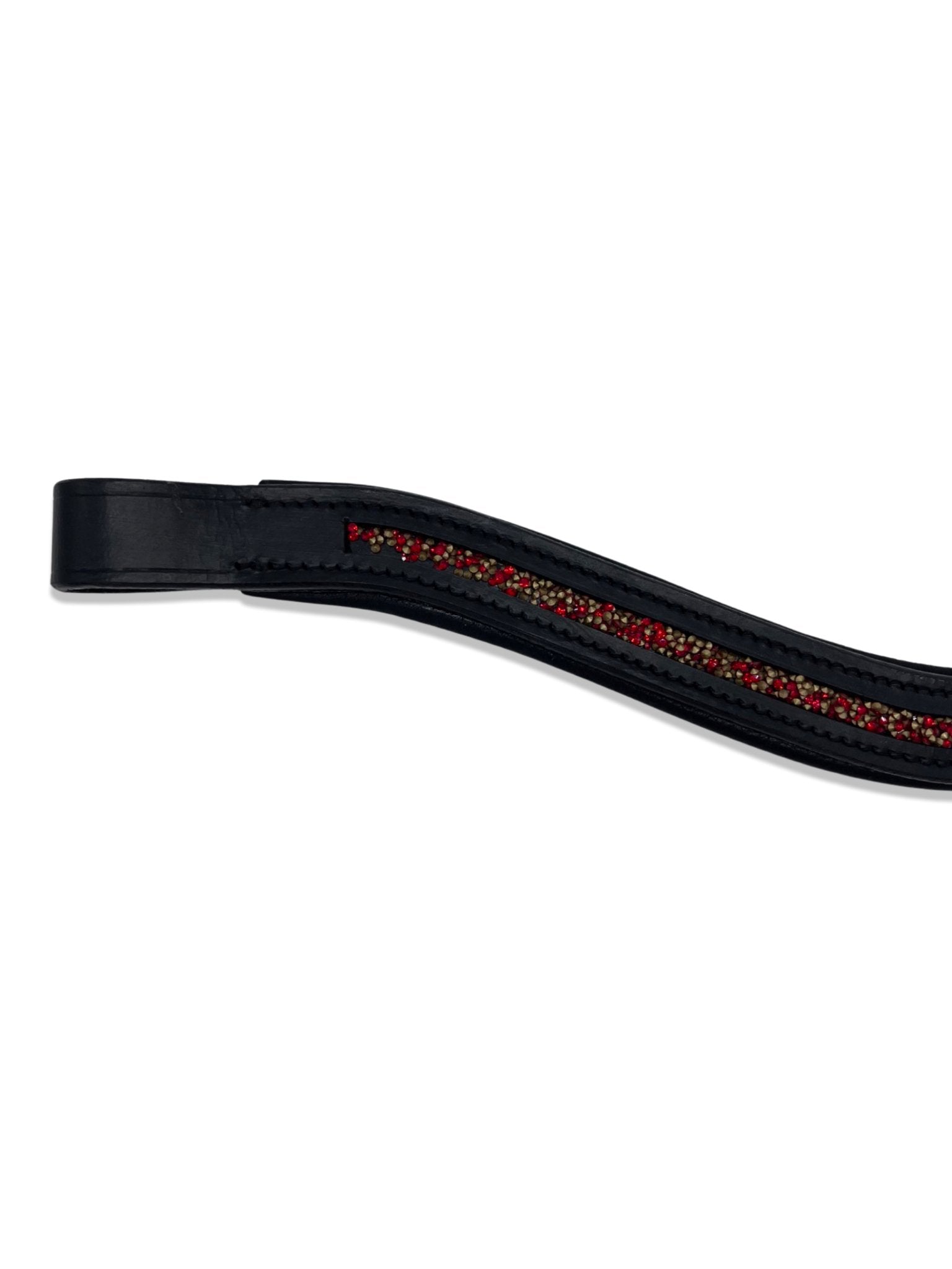 Crushed Ruby Crystal Padded Browband, from The Urbany. Elevate your horse's style with sparkling crystals and comfort.