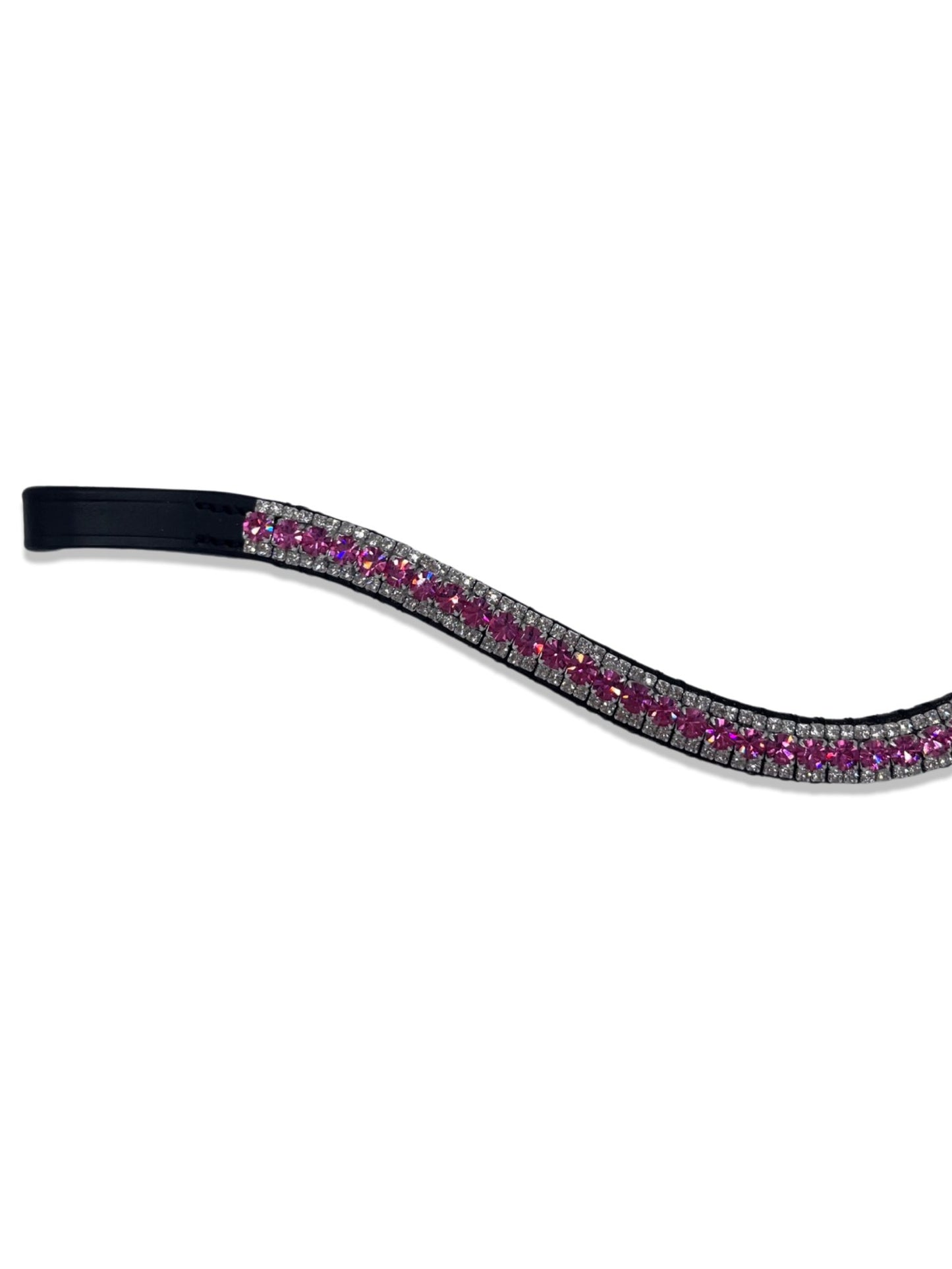 Hot Pink 3 Row Crystal Browband, from The Urbany. Elevate your horse's style with sparkling crystals and comfort.