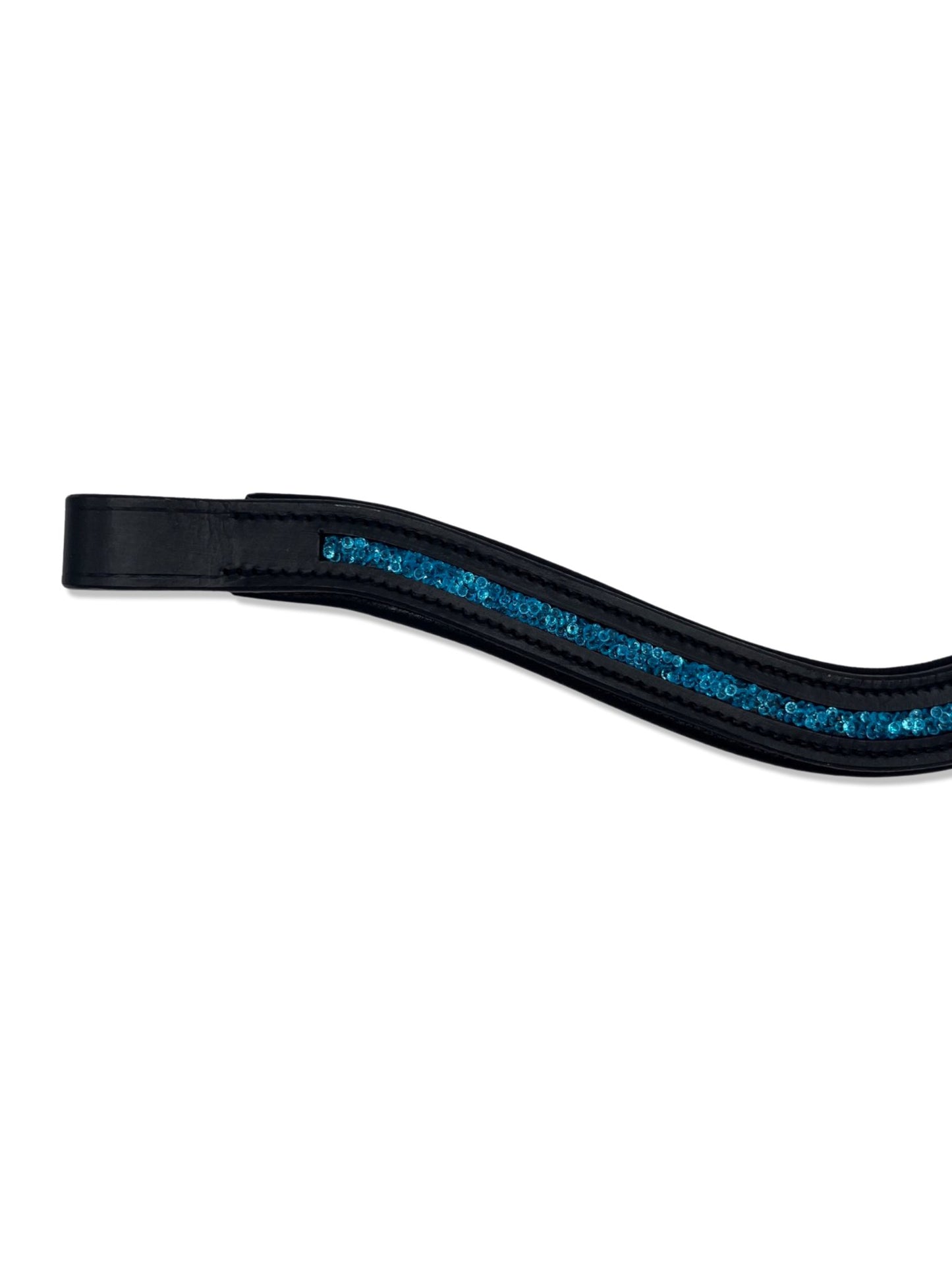 Bubble Azure Crystal Padded Browband, from The Urbany. Elevate your horse's style with sparkling crystals and comfort.